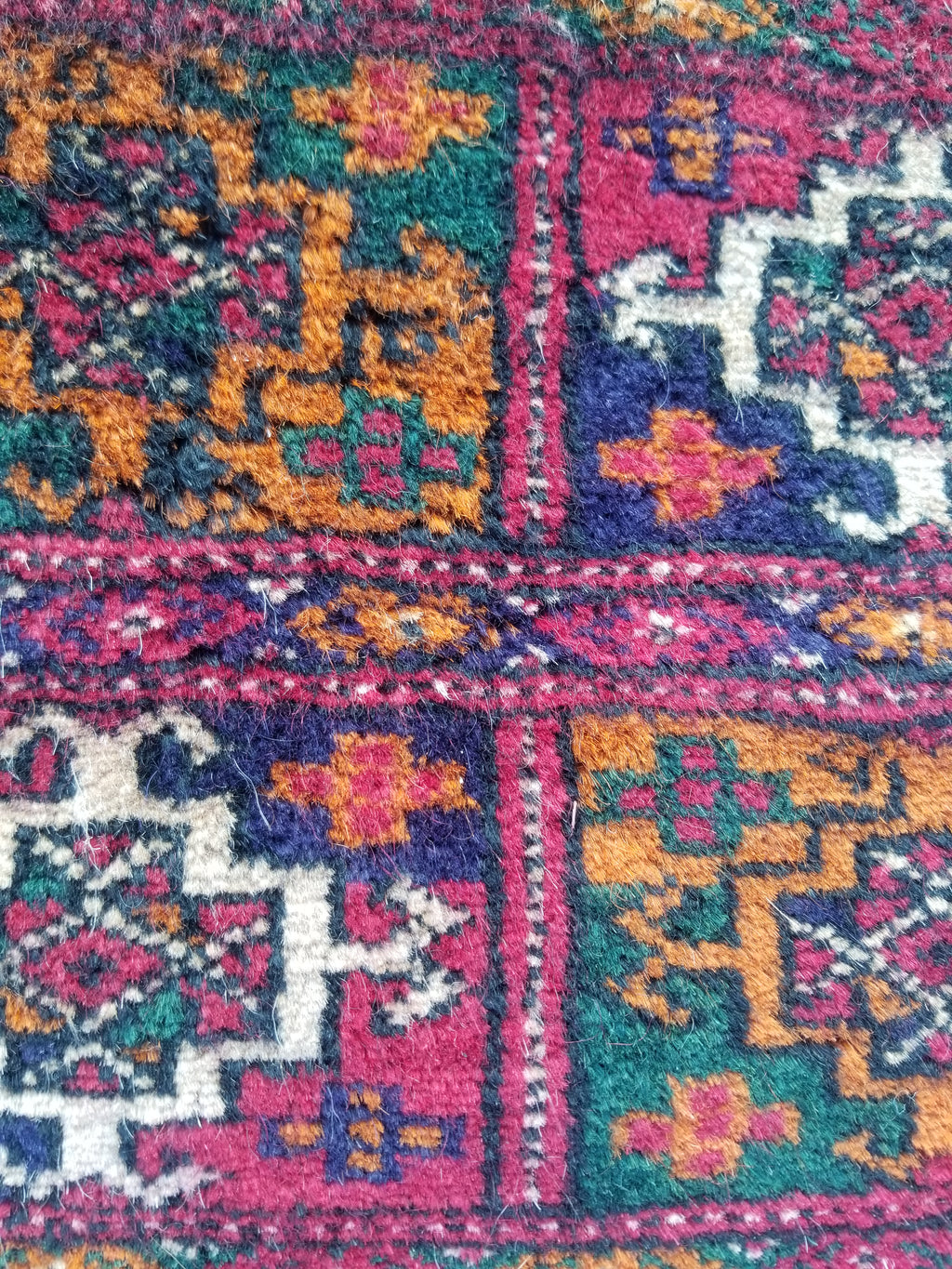 Antique Traditional Handmade Afghan Wool Multicolor Saddle Bag 54x53cm