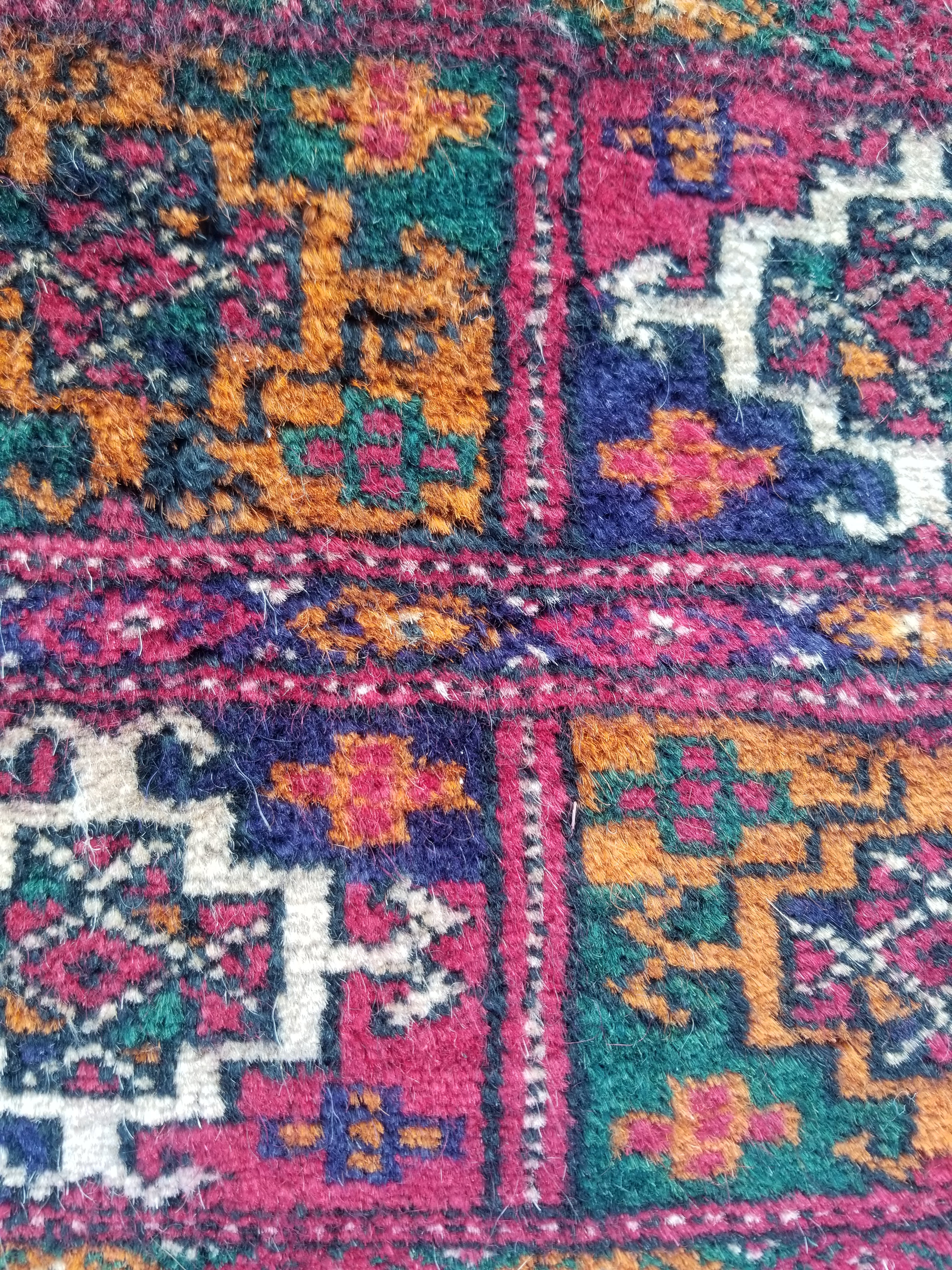 Antique Traditional Handmade Afghan Wool Multicolor Saddle Bag 54x53cm