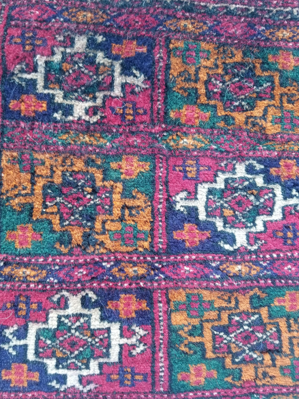 Antique Traditional Handmade Afghan Wool Multicolor Saddle Bag 54x53cm