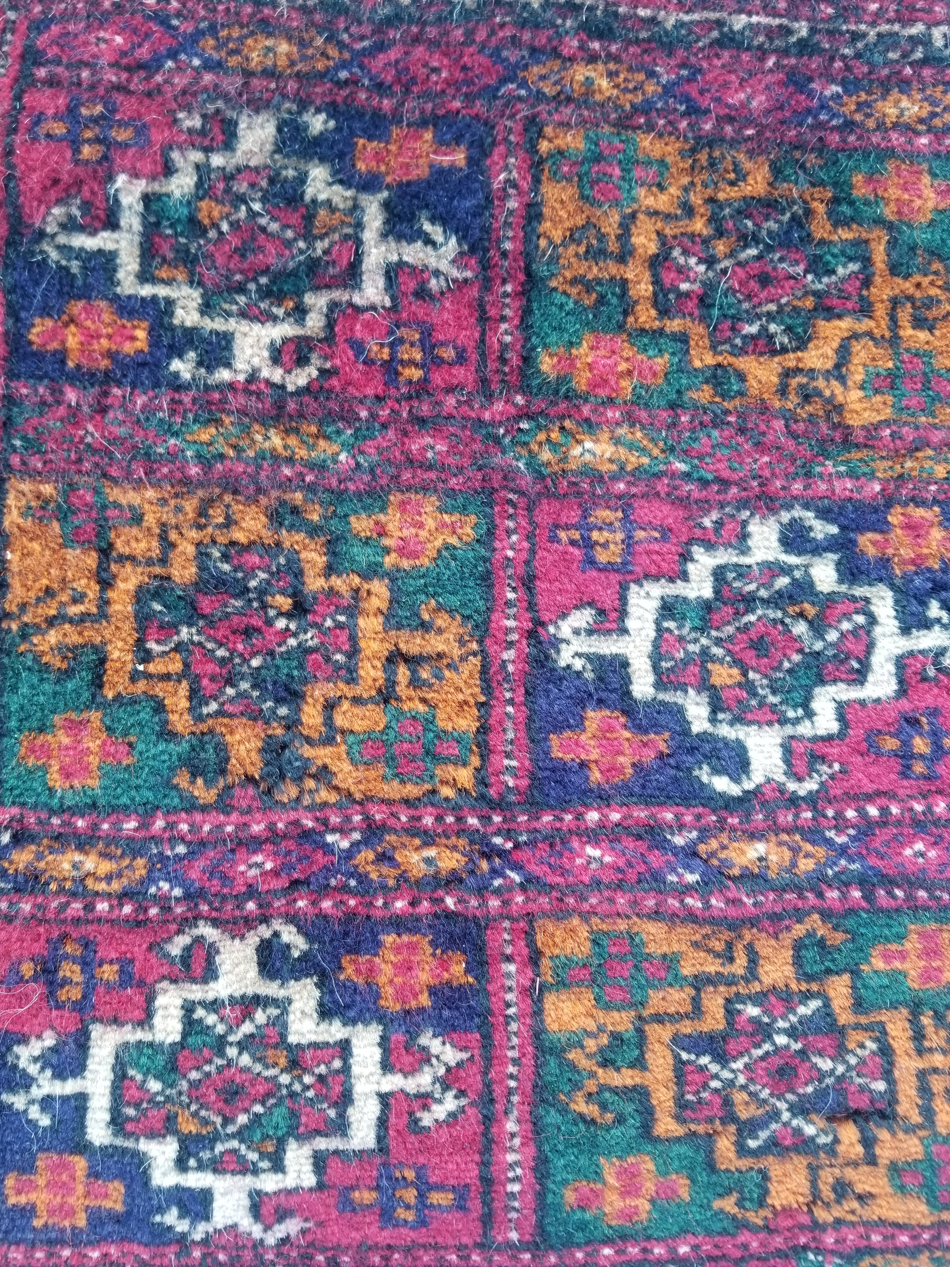 Antique Traditional Handmade Afghan Wool Multicolor Saddle Bag 54x53cm