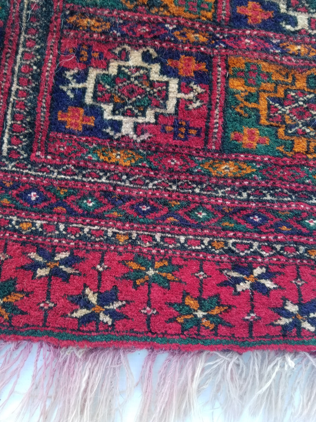 Antique Traditional Handmade Afghan Wool Multicolor Saddle Bag 54x53cm