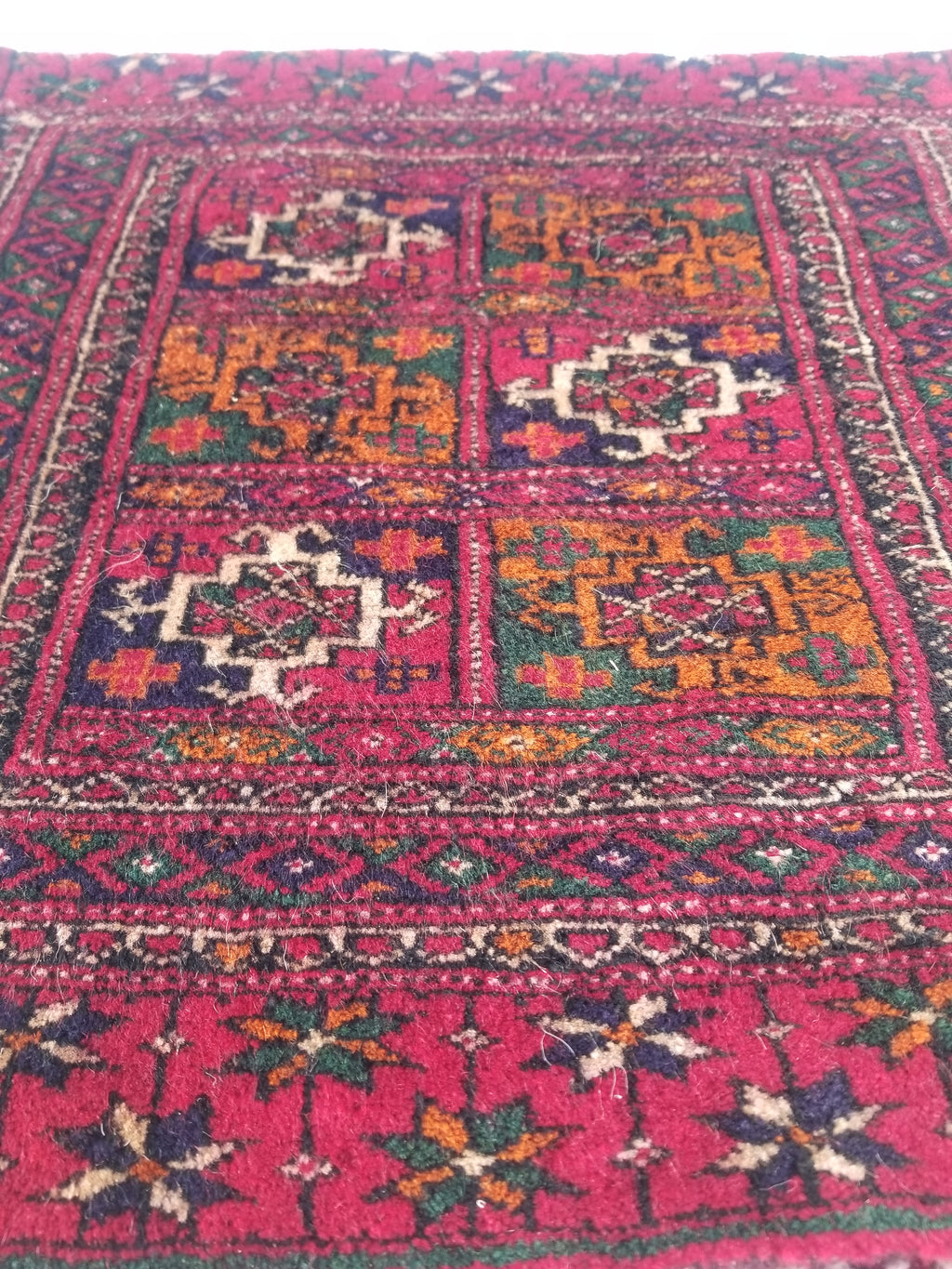 Antique Traditional Handmade Afghan Wool Multicolor Saddle Bag 54x53cm