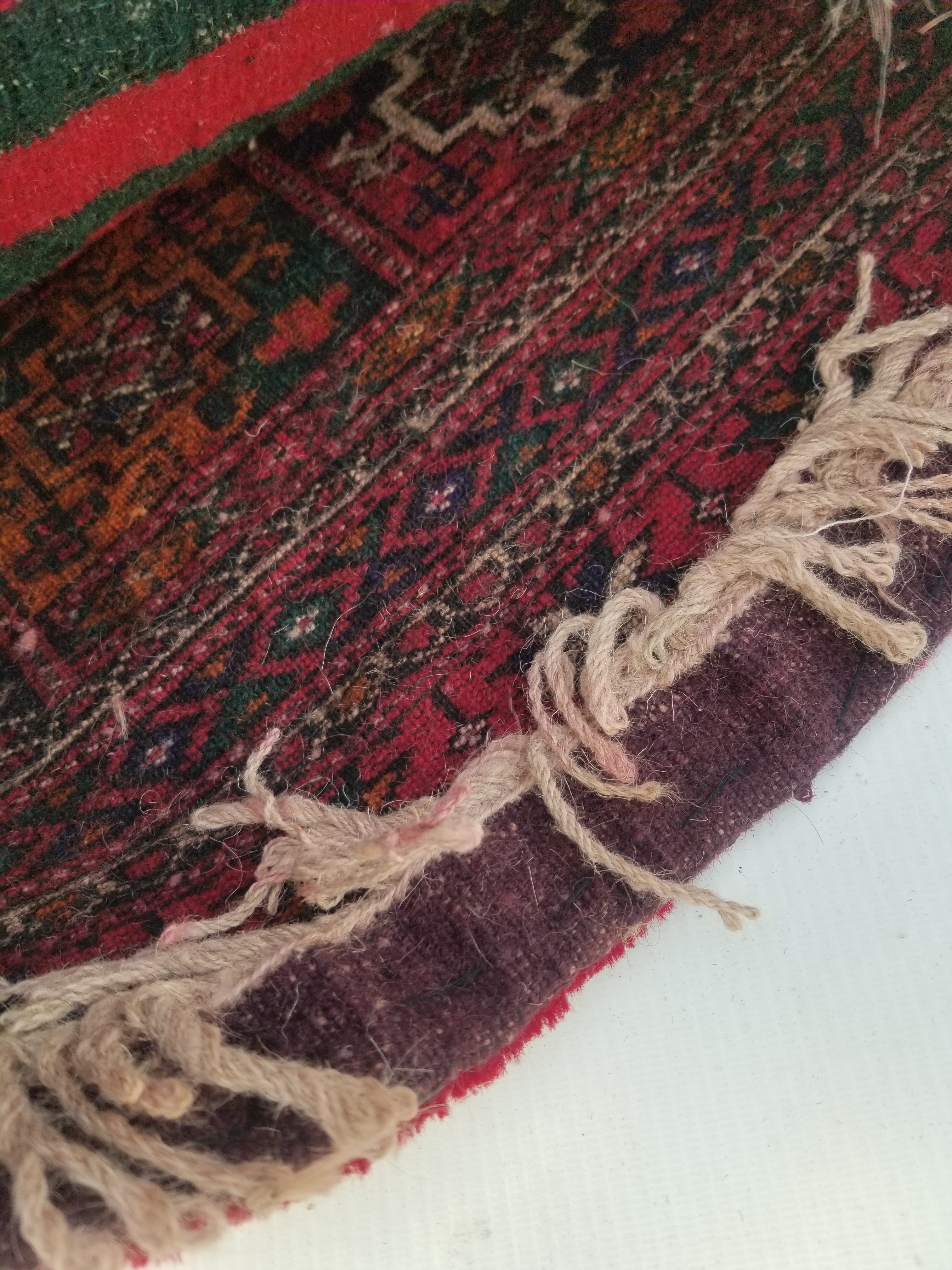 Antique Traditional Handmade Afghan Wool Multicolor Saddle Bag 54x53cm