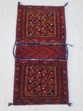 Antique Traditional Handmade Turkoman Wool Multicolor Saddle Bag 99x51cm