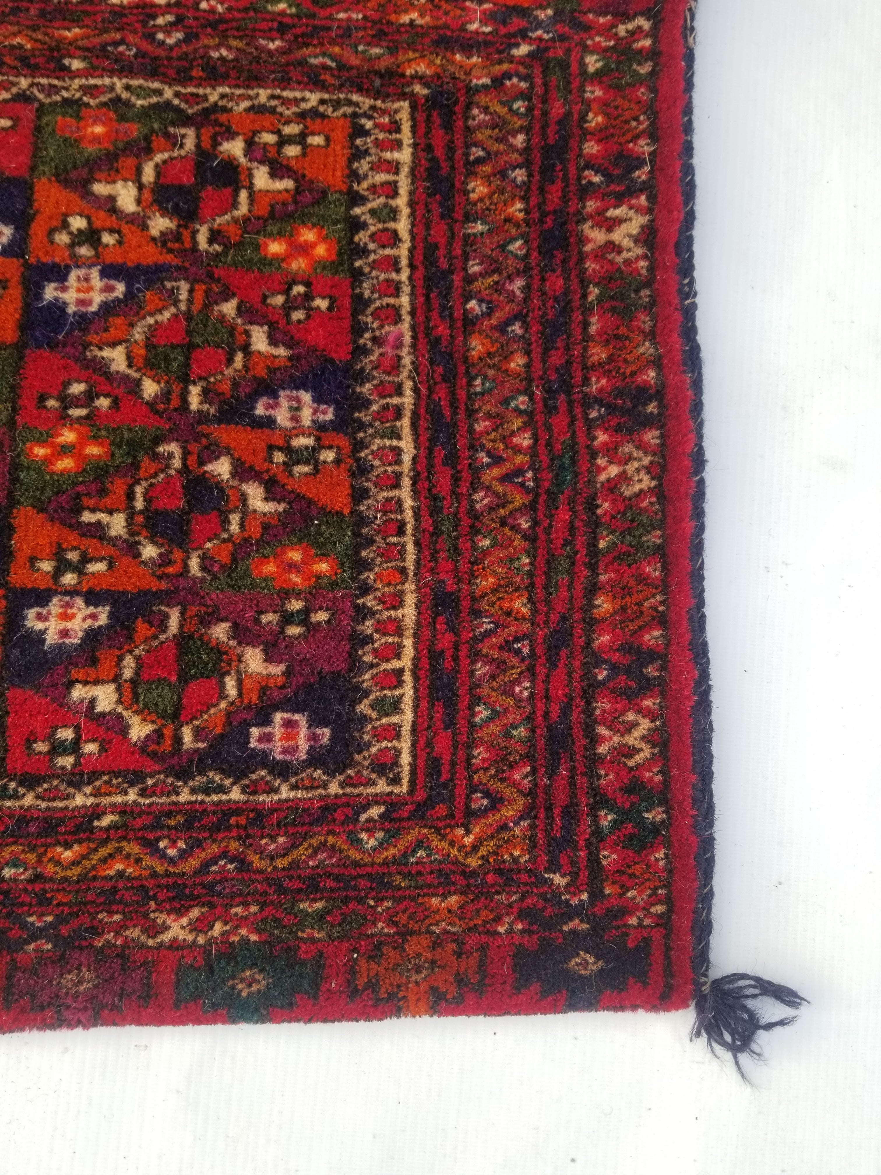 Antique Traditional Handmade Turkoman Wool Multicolor Saddle Bag 99x51cm