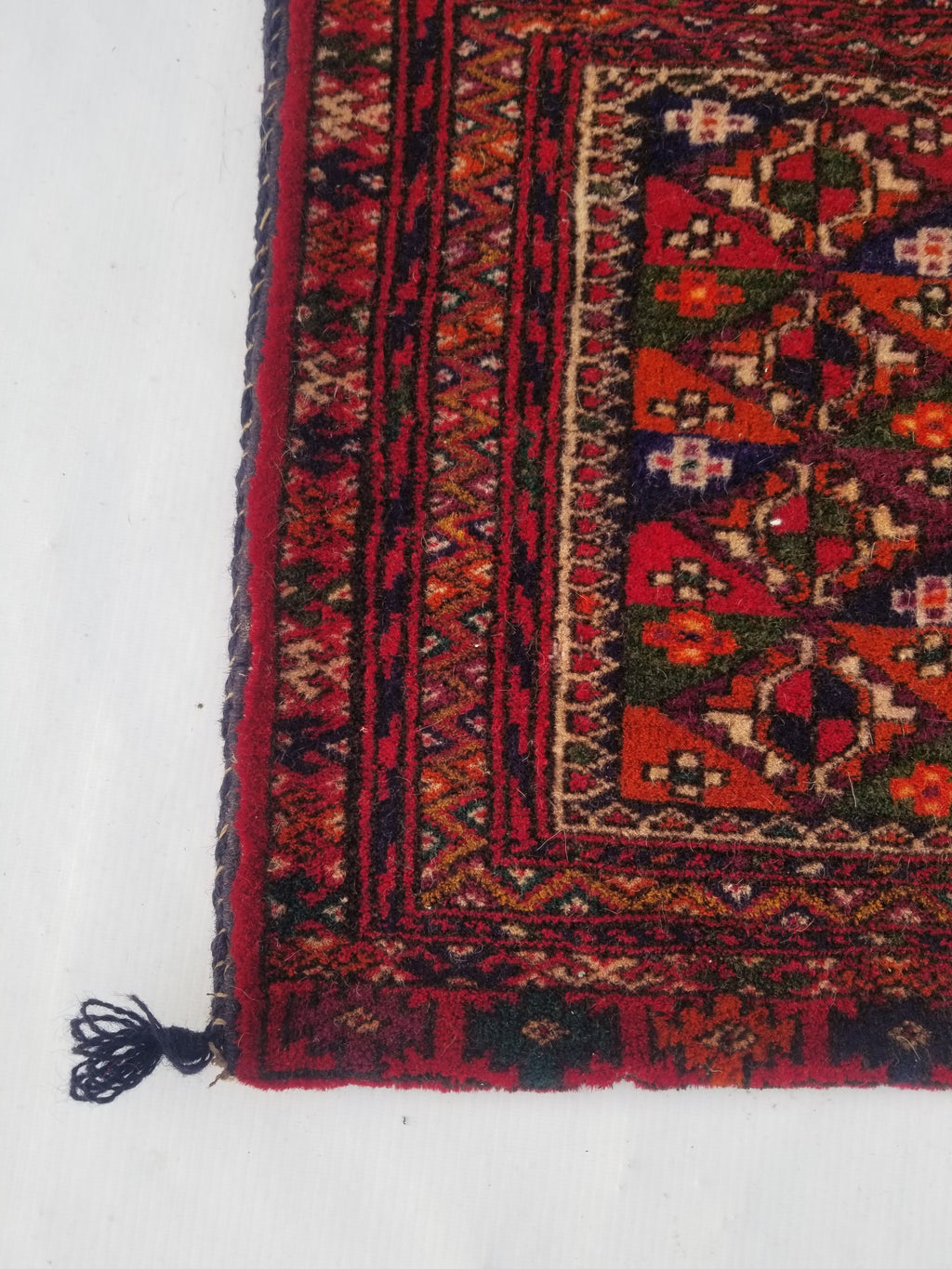 Antique Traditional Handmade Turkoman Wool Multicolor Saddle Bag 99x51cm