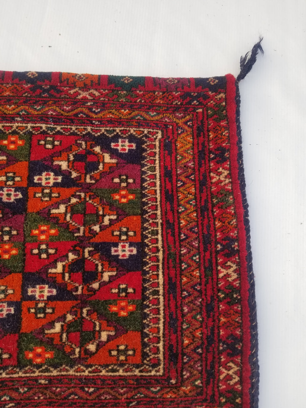 Antique Traditional Handmade Turkoman Wool Multicolor Saddle Bag 99x51cm