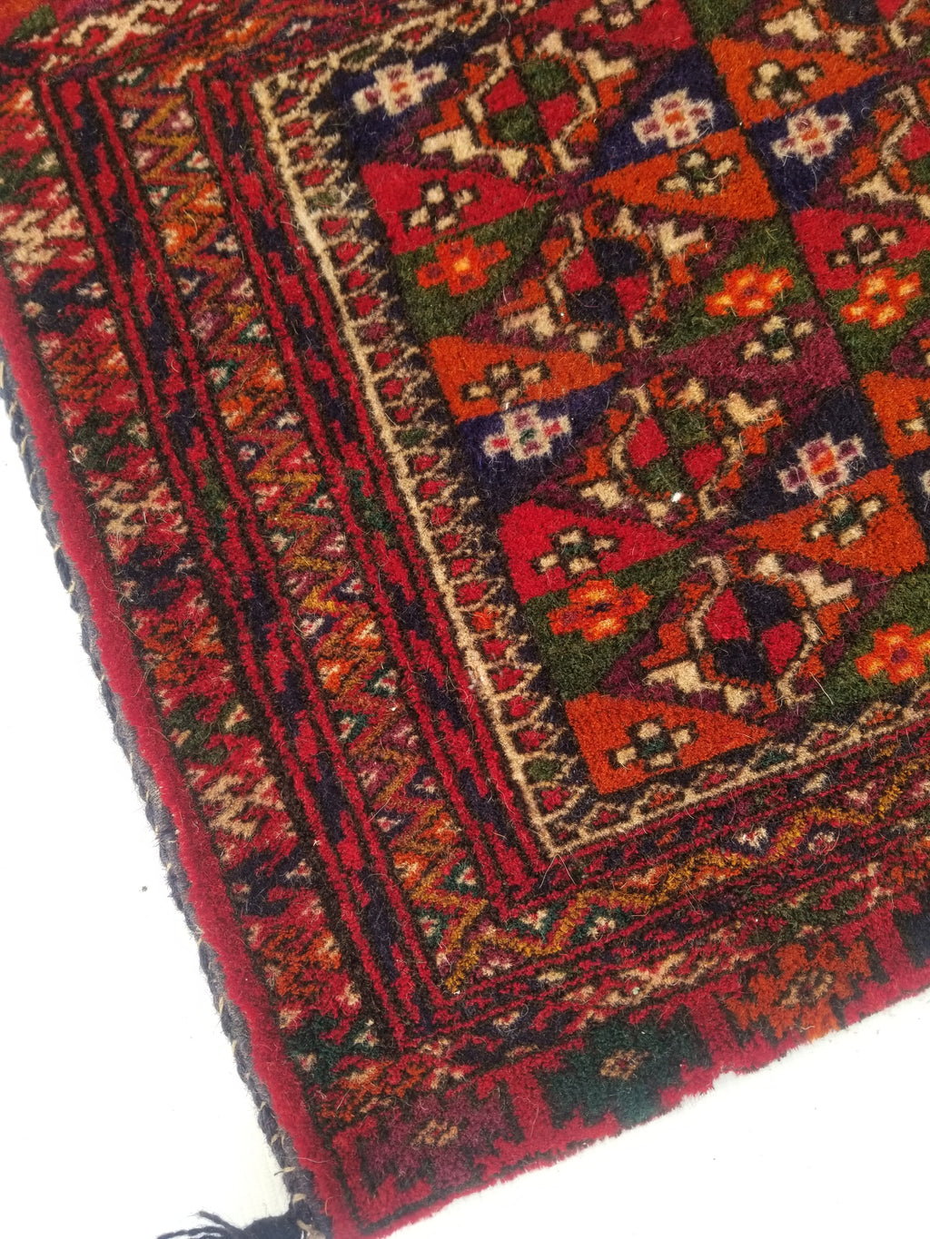 Antique Traditional Handmade Turkoman Wool Multicolor Saddle Bag 99x51cm