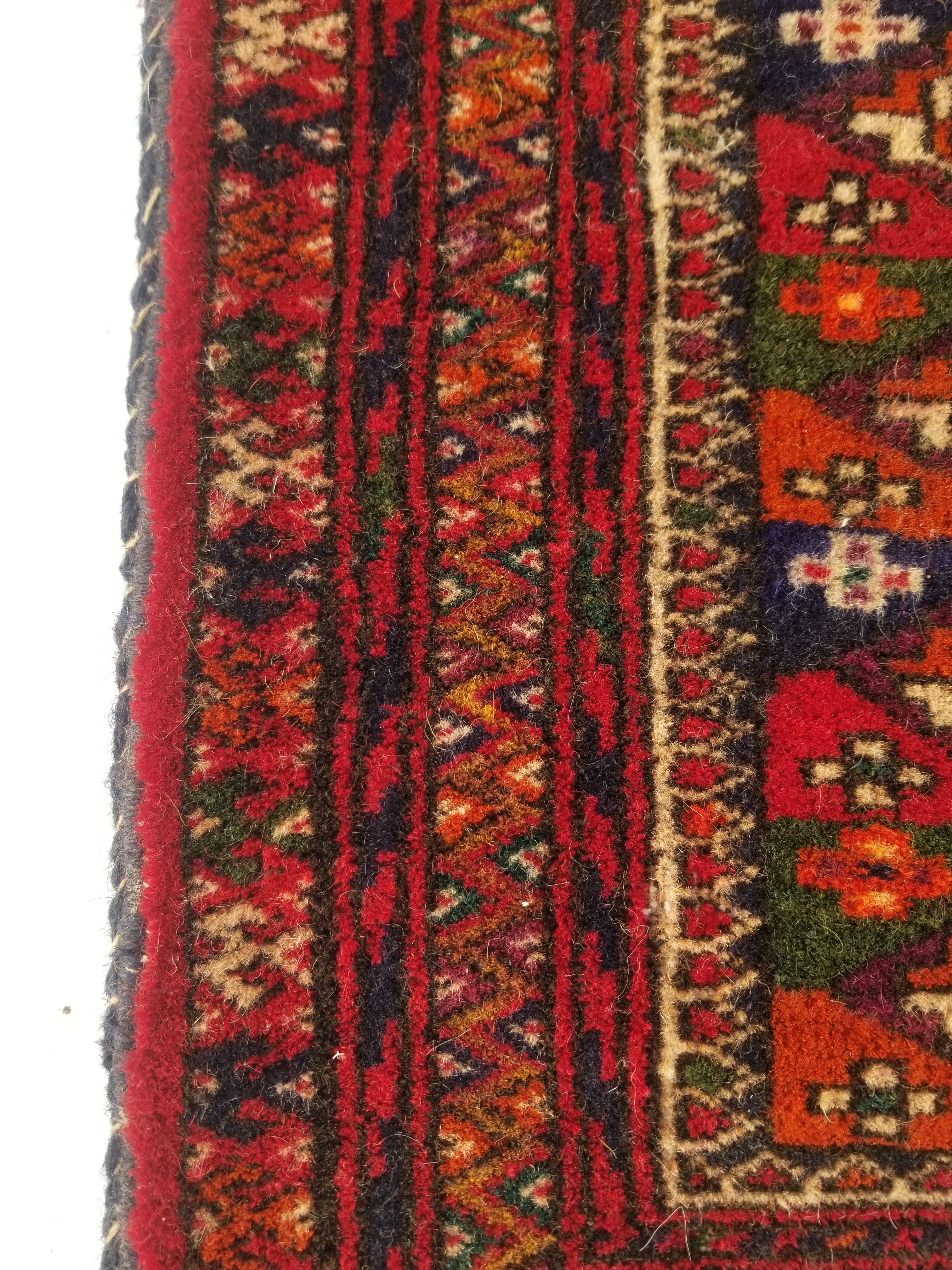 Antique Traditional Handmade Turkoman Wool Multicolor Saddle Bag 99x51cm
