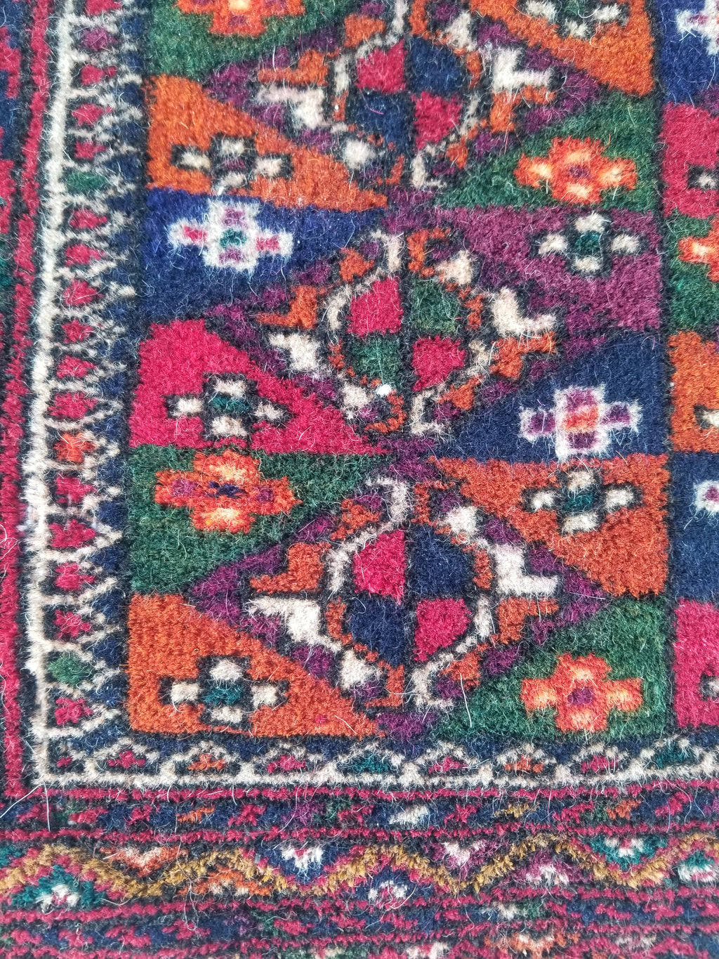 Antique Traditional Handmade Turkoman Wool Multicolor Saddle Bag 99x51cm