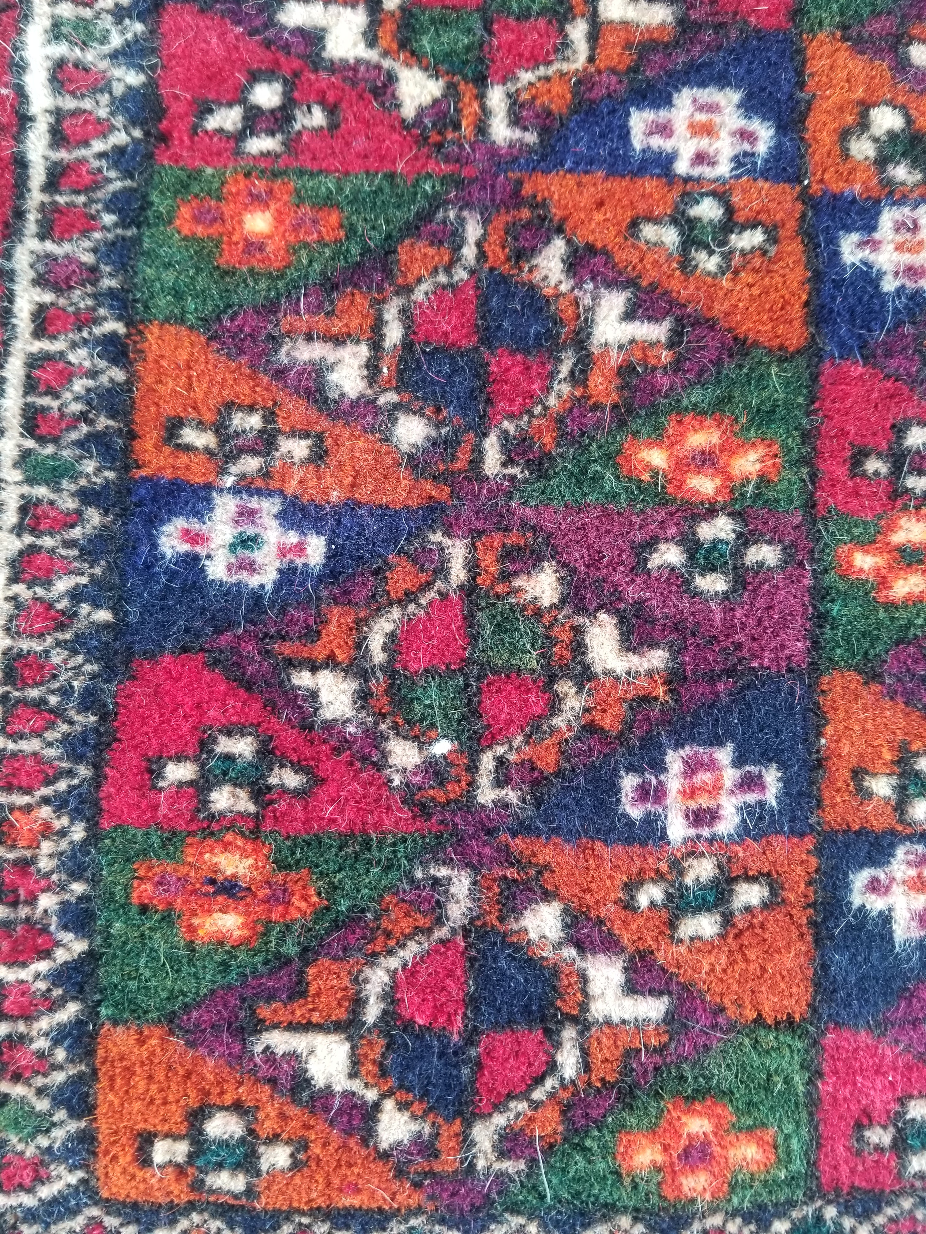 Antique Traditional Handmade Turkoman Wool Multicolor Saddle Bag 99x51cm