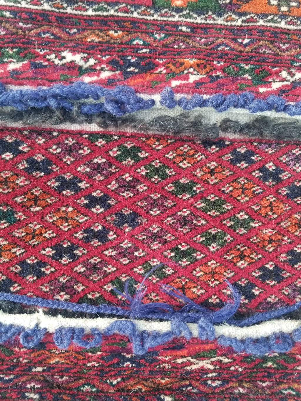 Antique Traditional Handmade Turkoman Wool Multicolor Saddle Bag 99x51cm