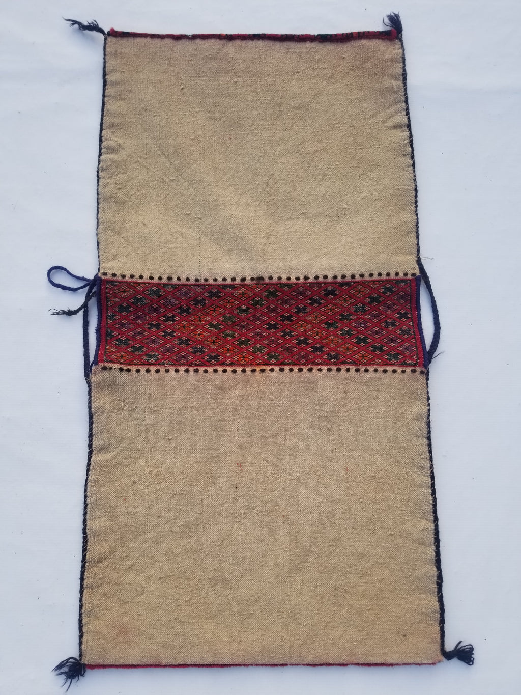 Antique Traditional Handmade Turkoman Wool Multicolor Saddle Bag 99x51cm