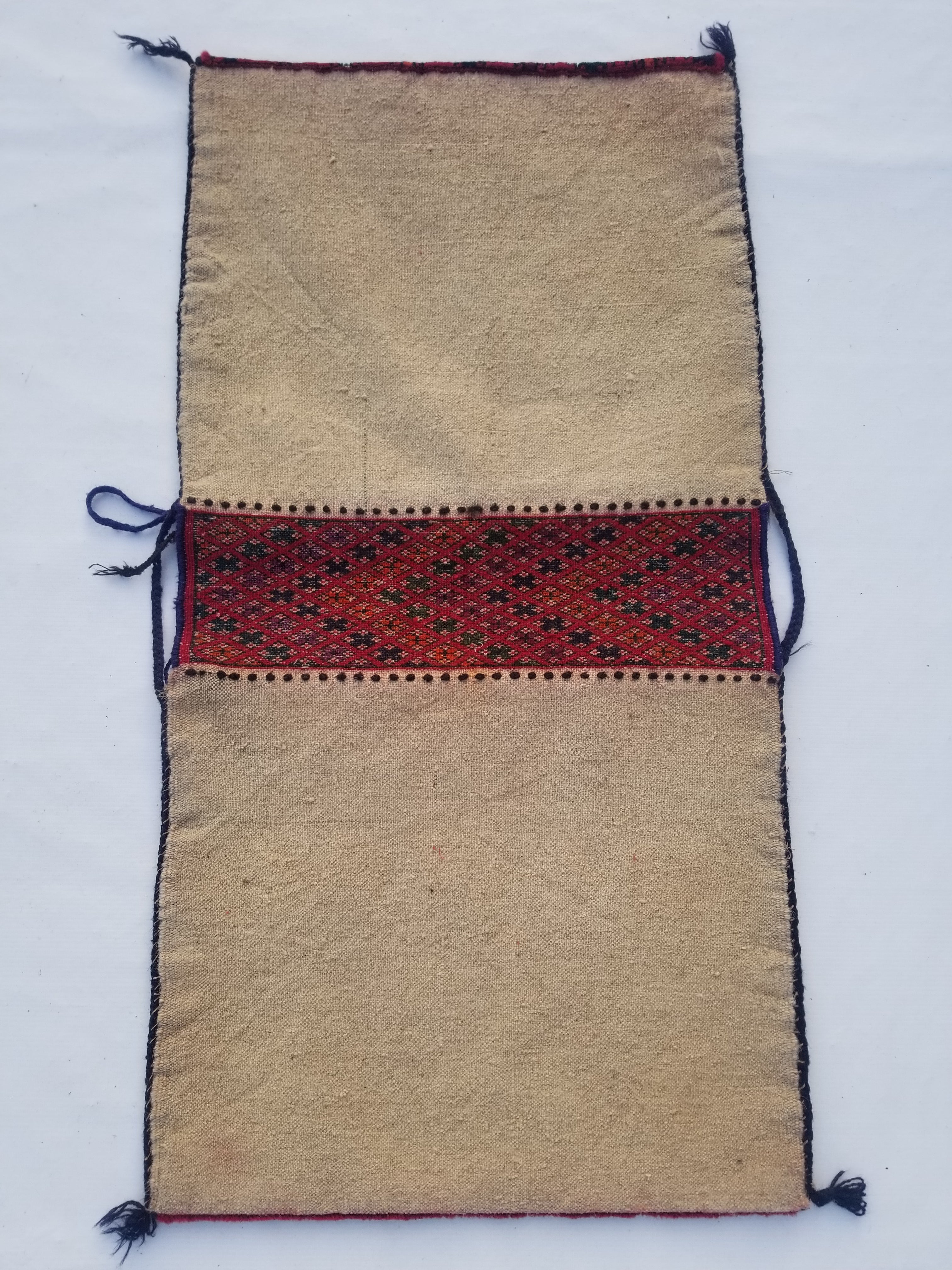 Antique Traditional Handmade Turkoman Wool Multicolor Saddle Bag 99x51cm