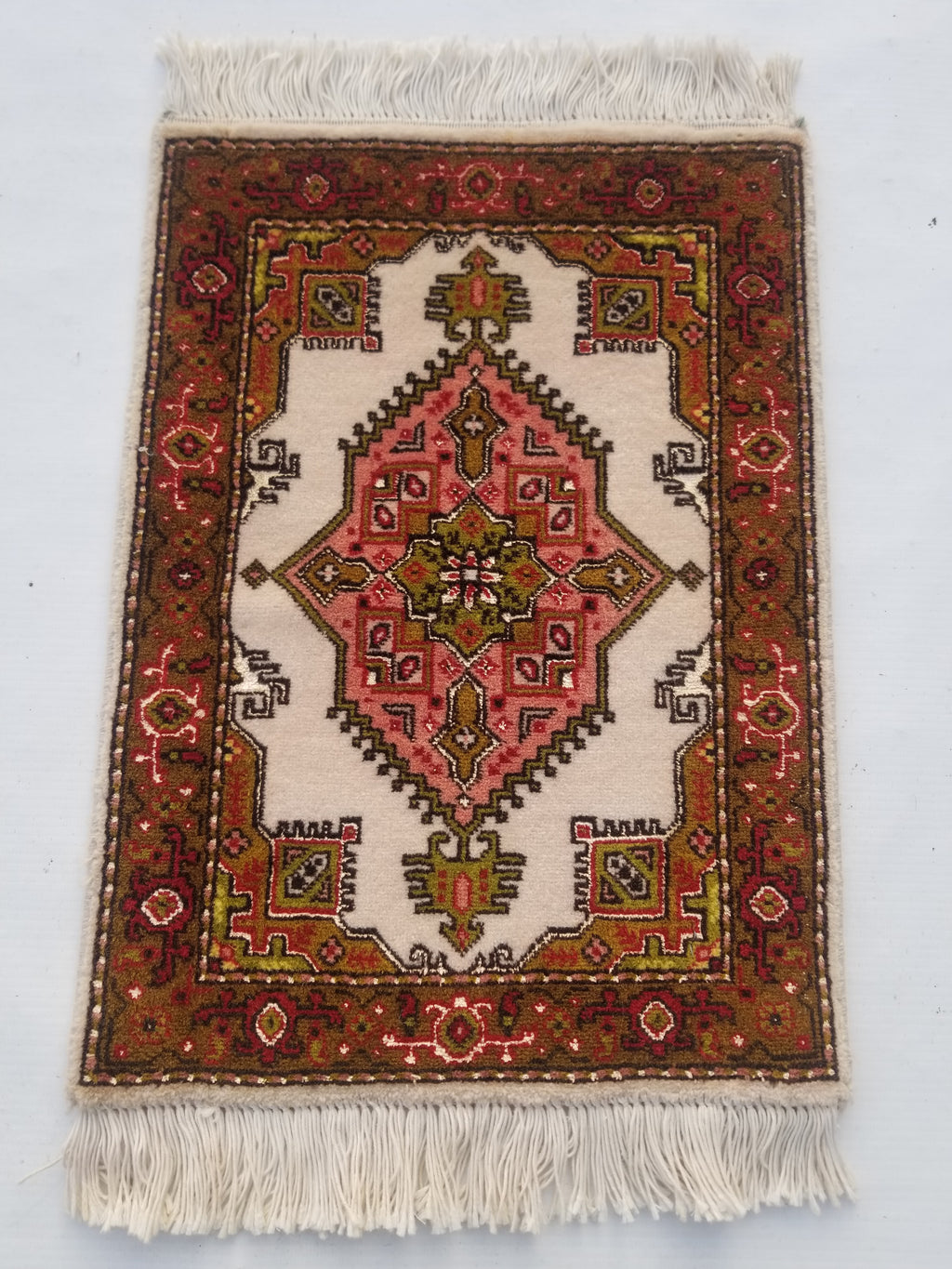 Antique Traditional Handmade Oriental Wool Multicolor Rug 42x30cm