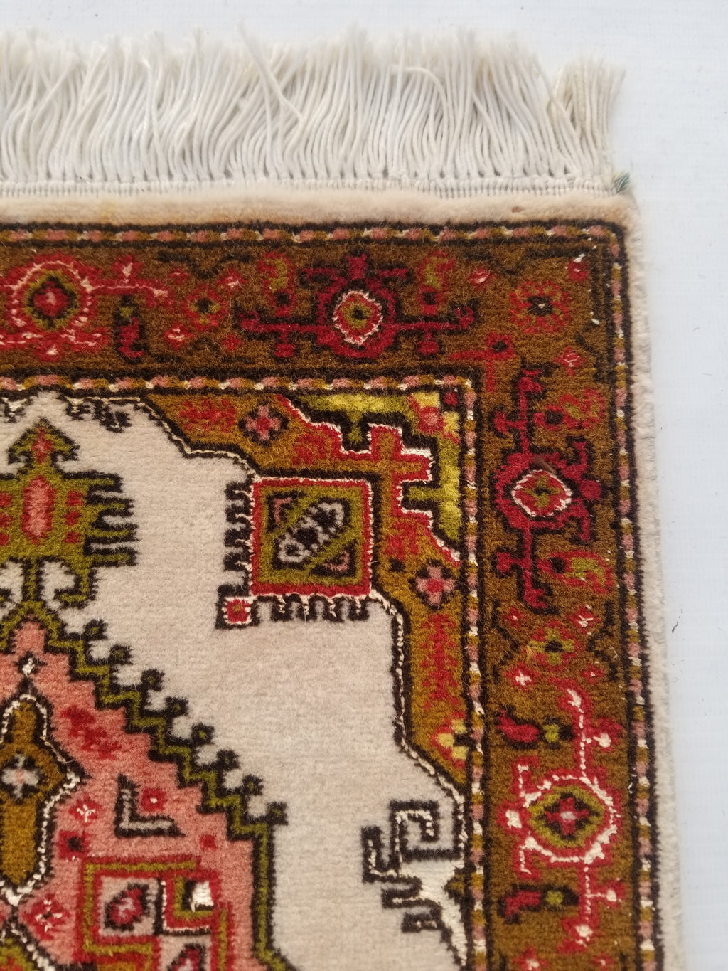 Antique Traditional Handmade Oriental Wool Multicolor Rug 42x30cm
