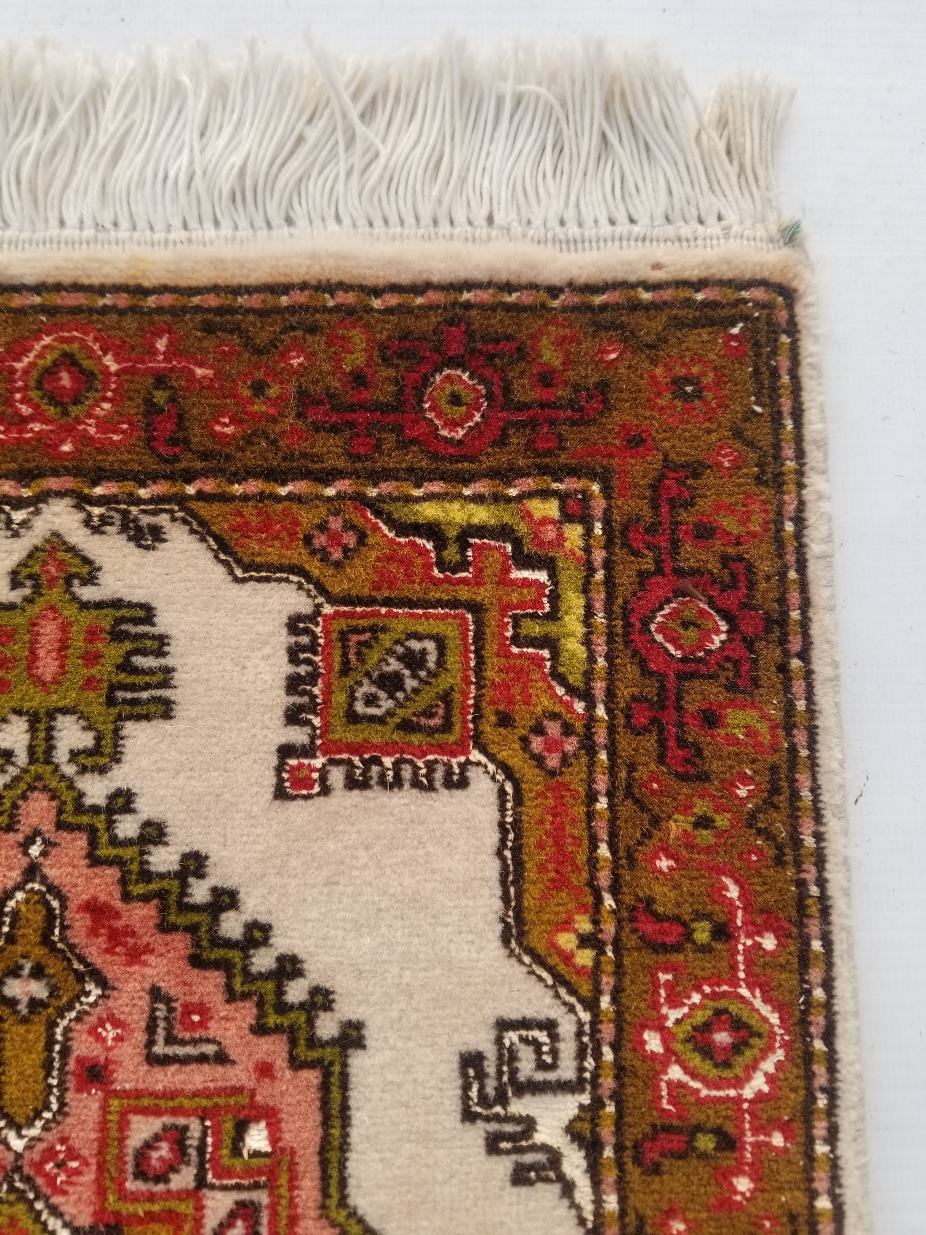 Antique Traditional Handmade Oriental Wool Multicolor Rug 42x30cm