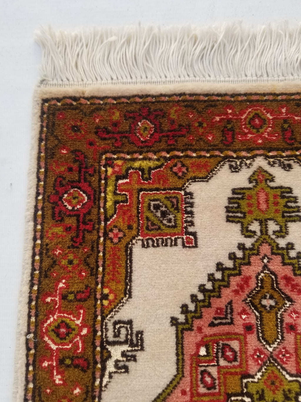 Antique Traditional Handmade Oriental Wool Multicolor Rug 42x30cm