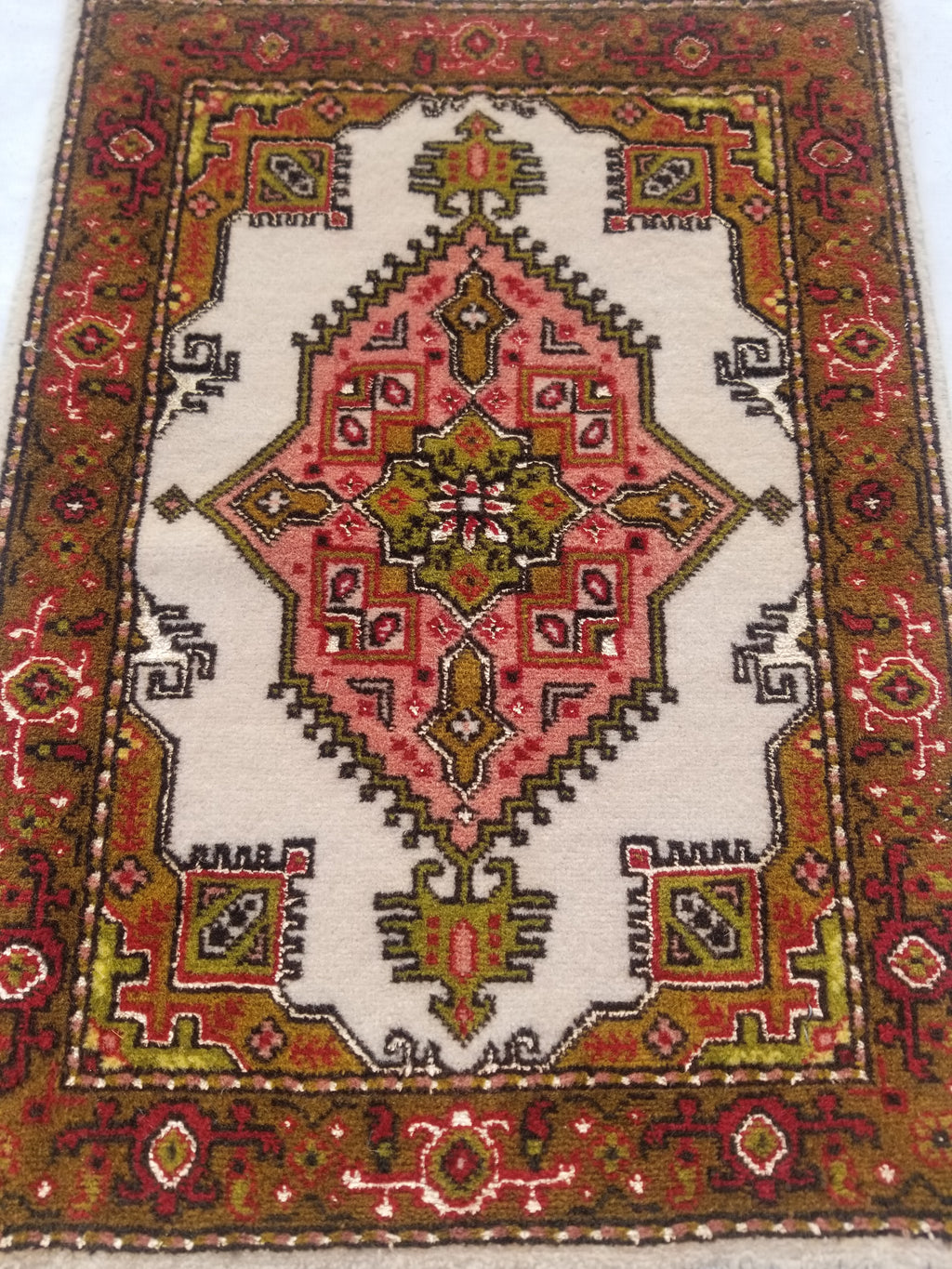 Antique Traditional Handmade Oriental Wool Multicolor Rug 42x30cm