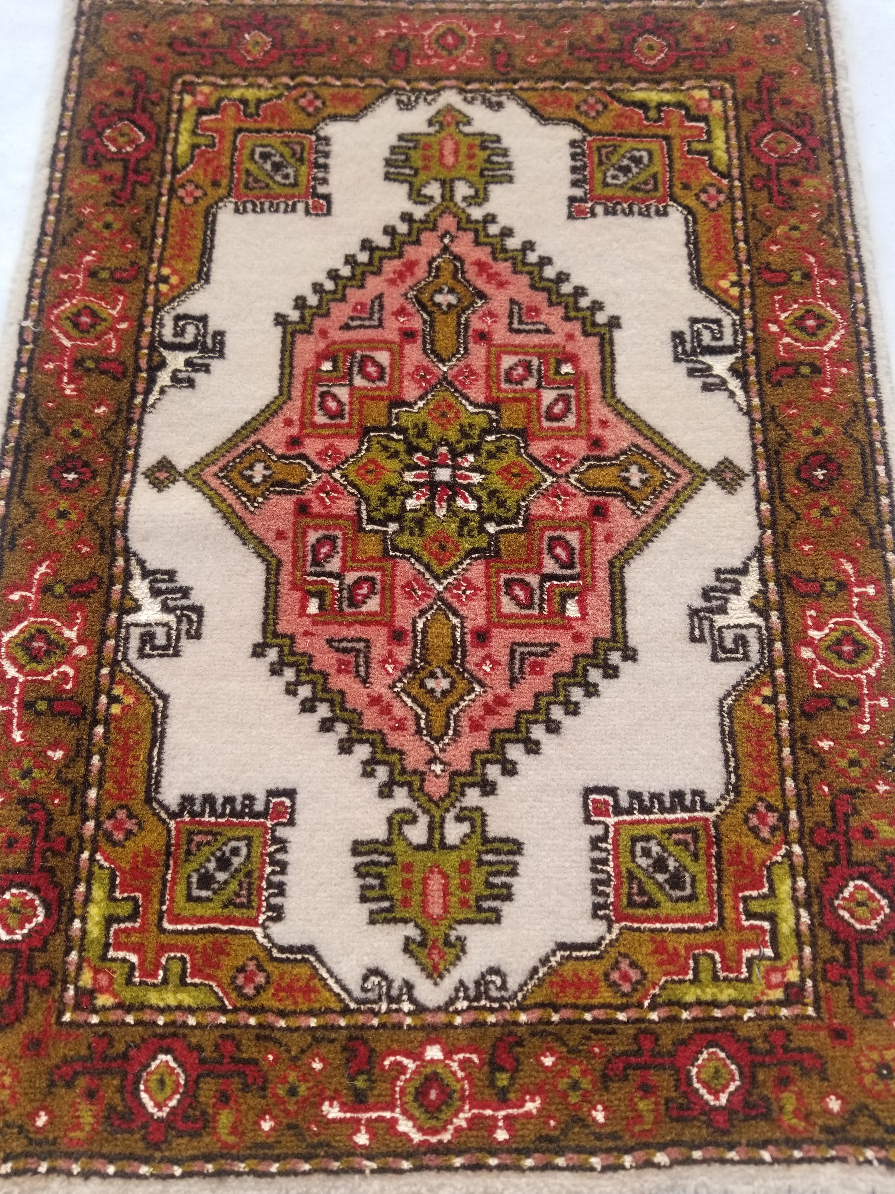 Antique Traditional Handmade Oriental Wool Multicolor Rug 42x30cm