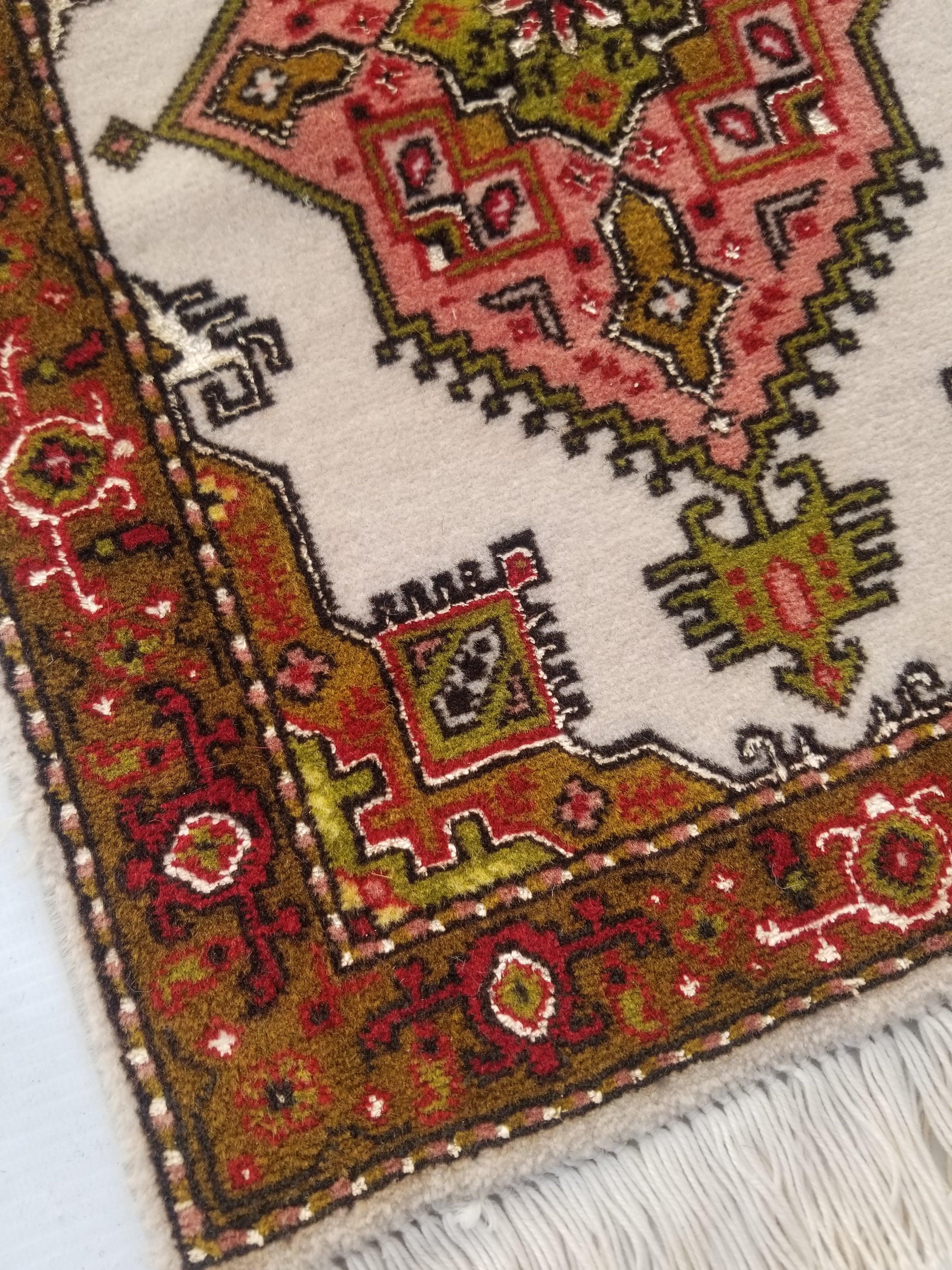 Antique Traditional Handmade Oriental Wool Multicolor Rug 42x30cm