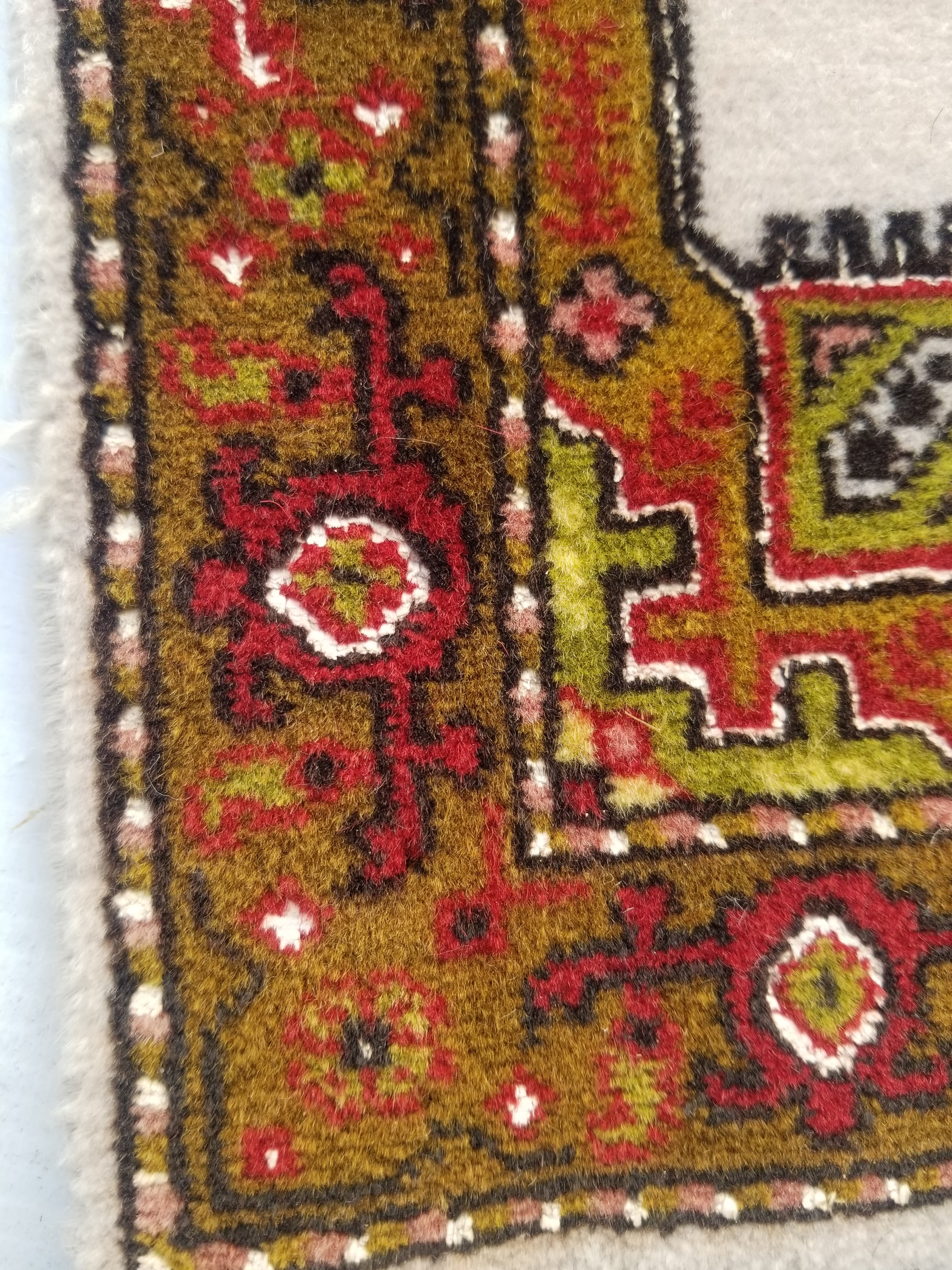Antique Traditional Handmade Oriental Wool Multicolor Rug 42x30cm