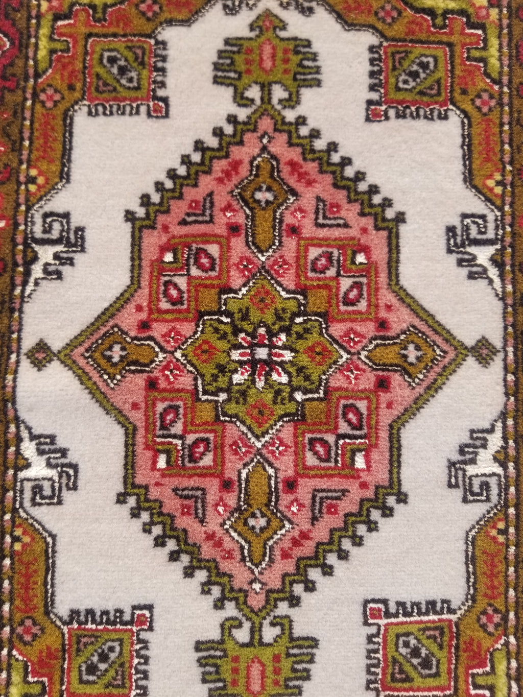 Antique Traditional Handmade Oriental Wool Multicolor Rug 42x30cm