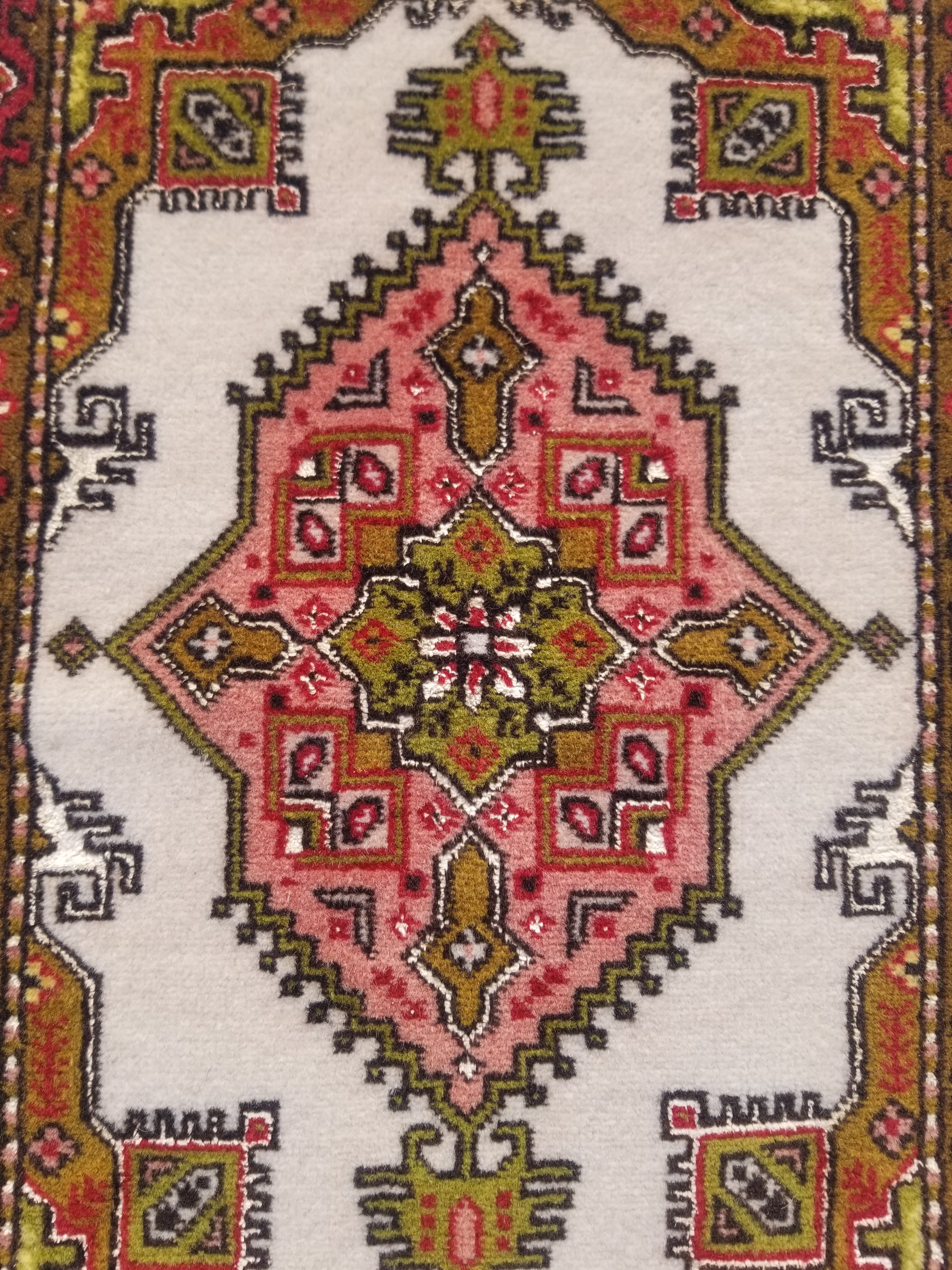 Antique Traditional Handmade Oriental Wool Multicolor Rug 42x30cm