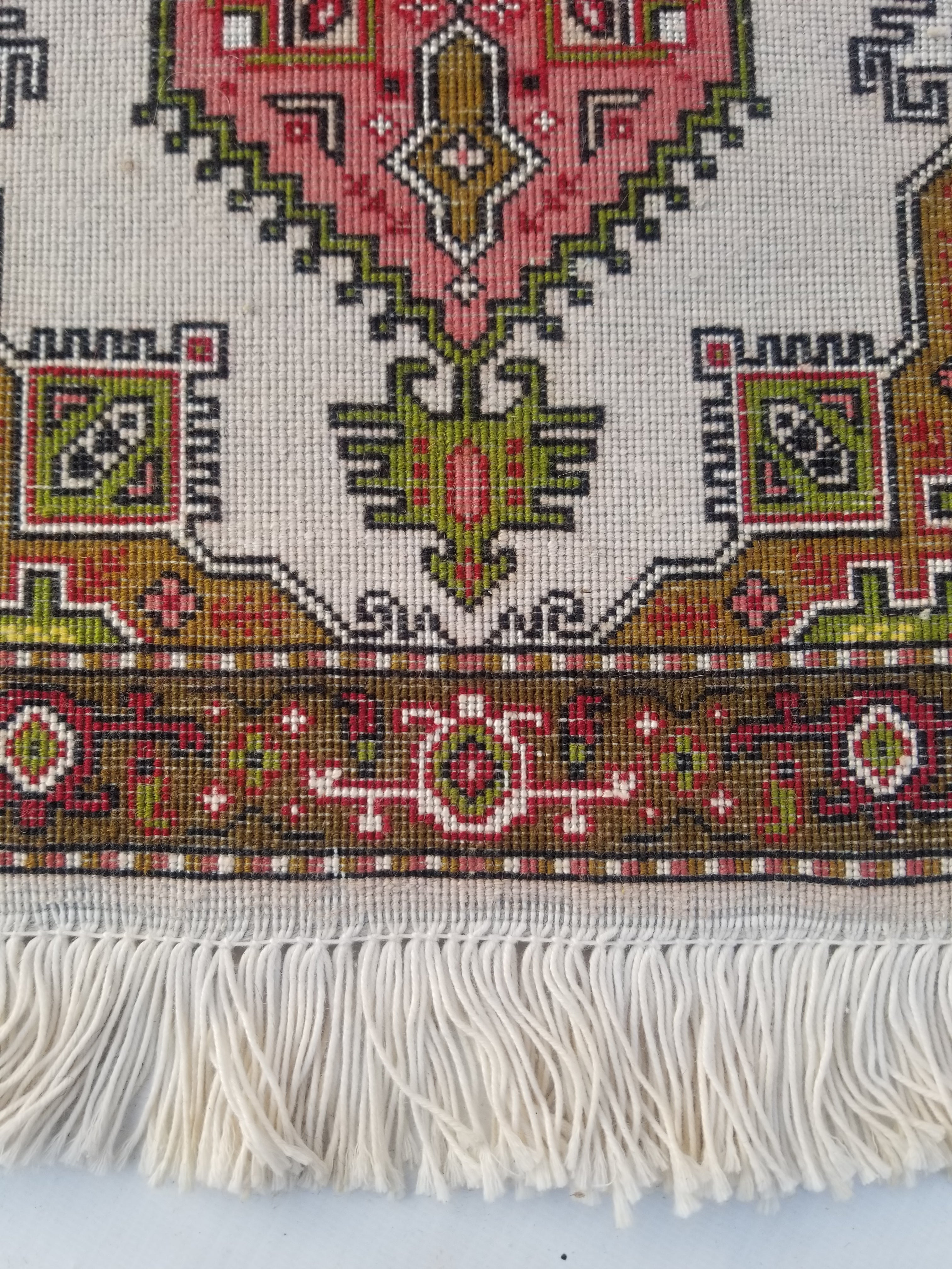 Antique Traditional Handmade Oriental Wool Multicolor Rug 42x30cm