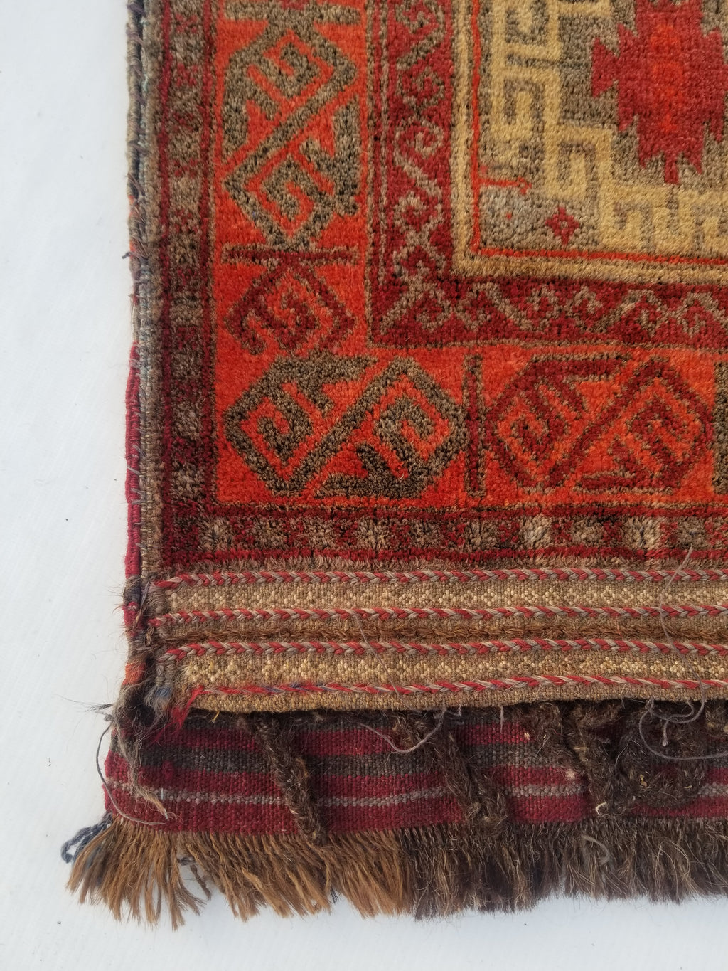 Distressed Antique Traditional Handmade Afghan Wool Multicolor Saddle Bag 52x44c