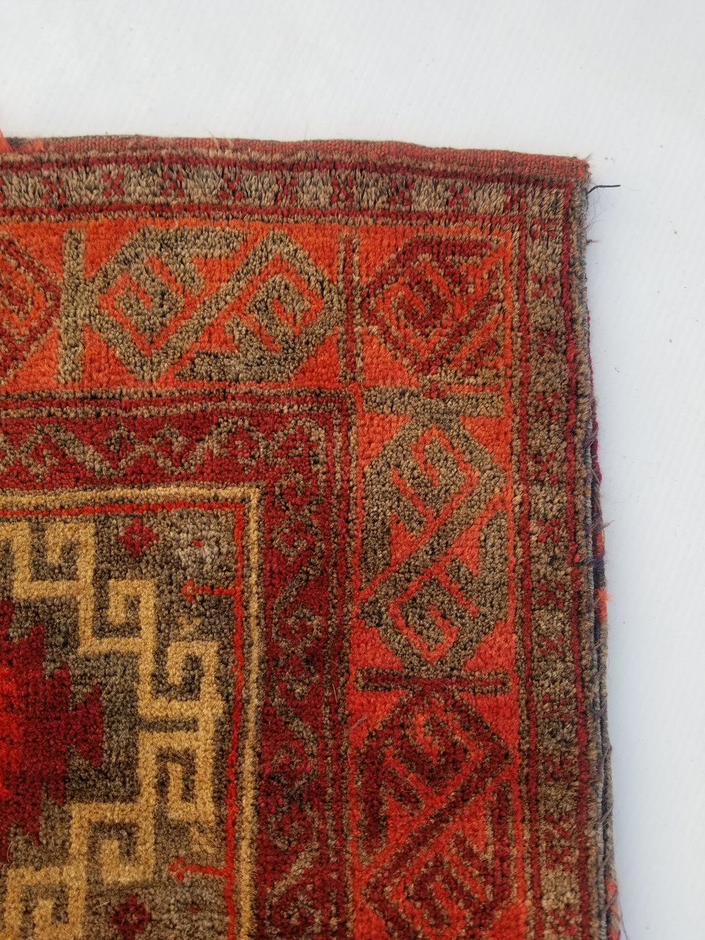 Distressed Antique Traditional Handmade Afghan Wool Multicolor Saddle Bag 52x44c