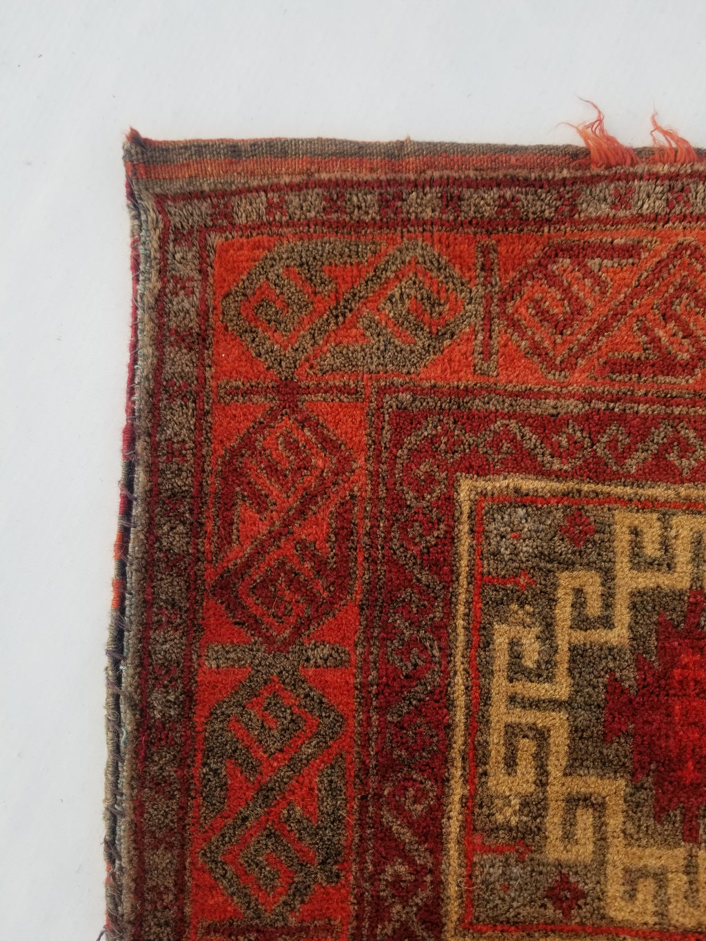 Distressed Antique Traditional Handmade Afghan Wool Multicolor Saddle Bag 52x44c
