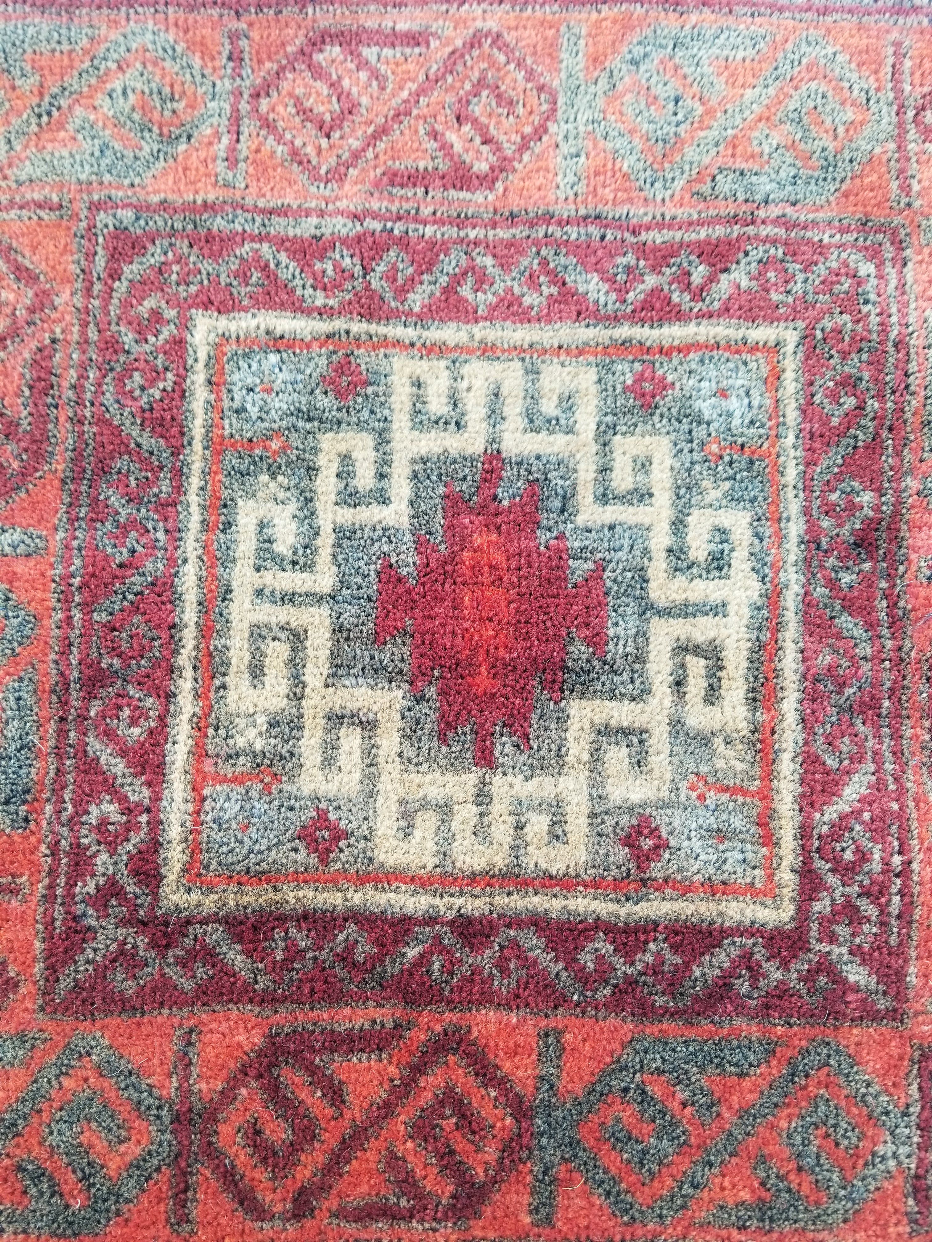 Distressed Antique Traditional Handmade Afghan Wool Multicolor Saddle Bag 52x44c