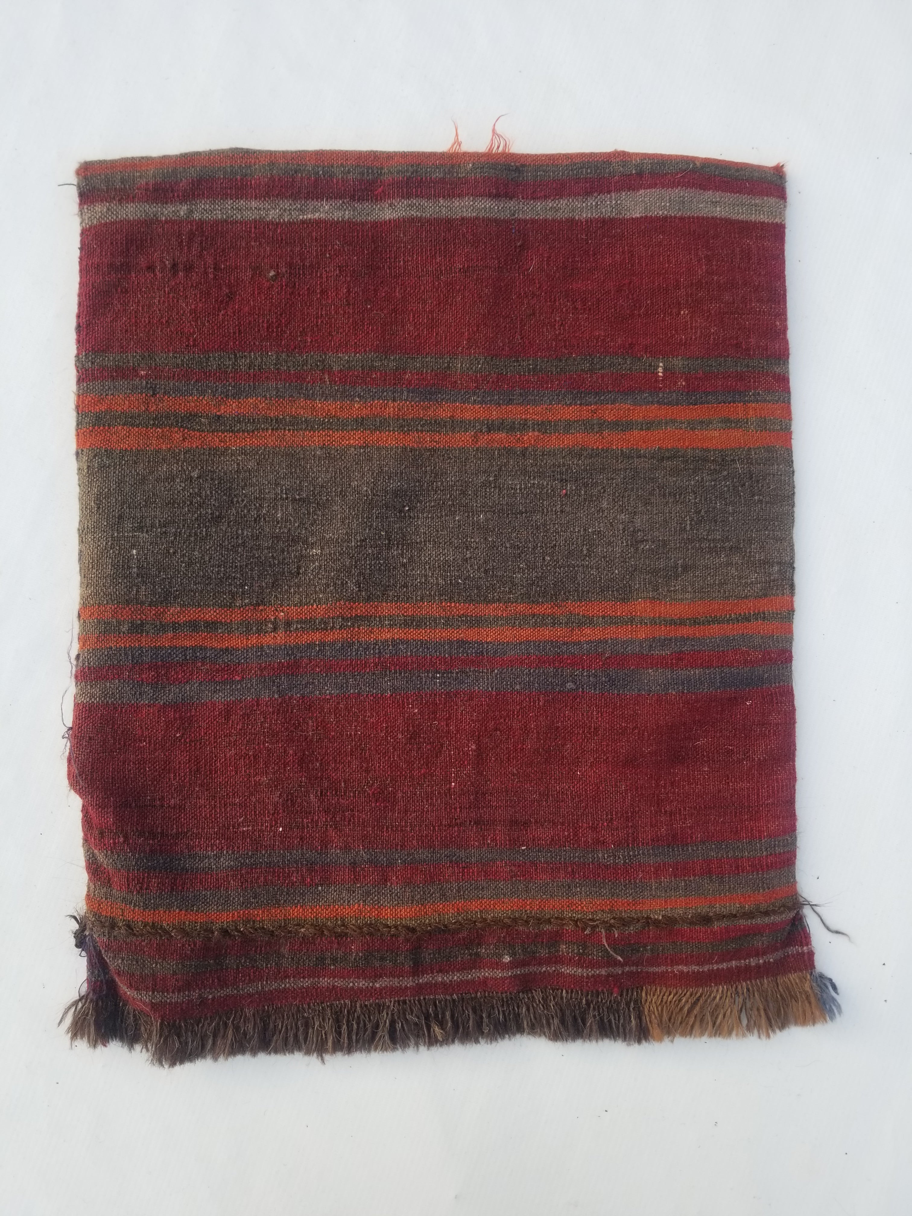 Distressed Antique Traditional Handmade Afghan Wool Multicolor Saddle Bag 52x44c