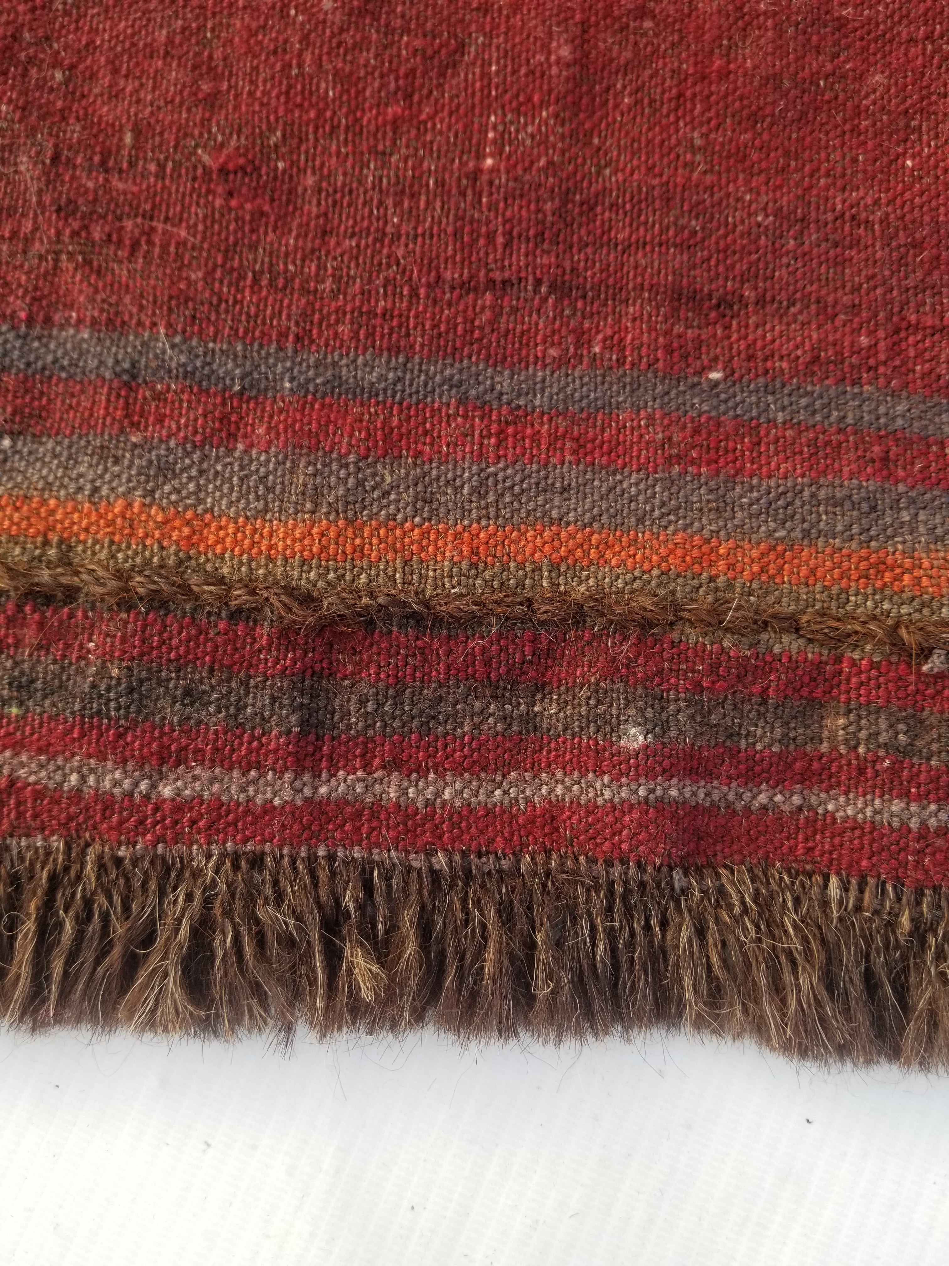 Distressed Antique Traditional Handmade Afghan Wool Multicolor Saddle Bag 52x44c