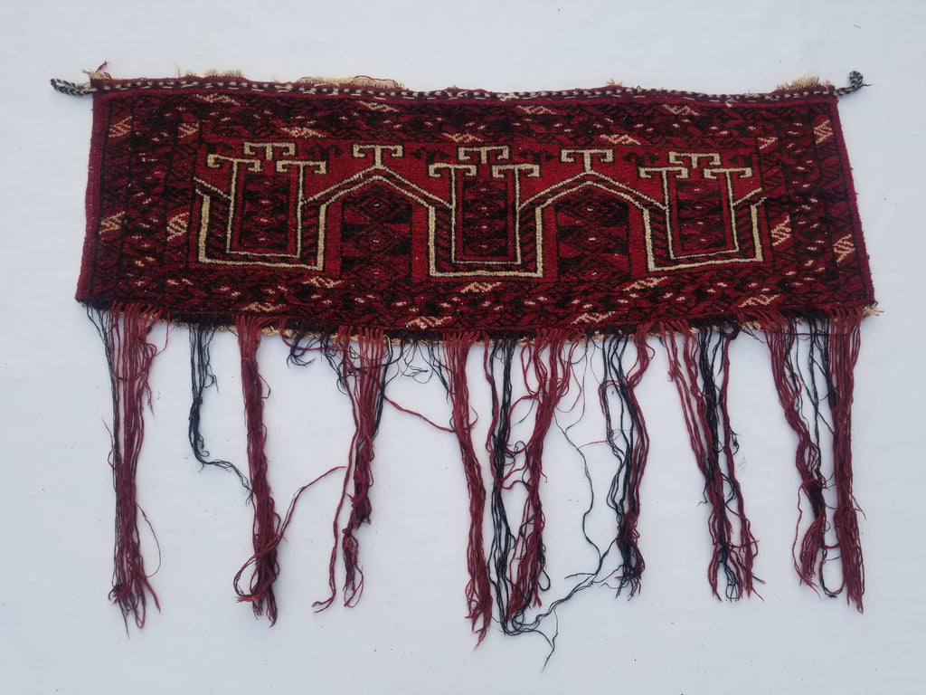 Antique Traditional Handmade Turkoman Wool Multicolor Torba 129x39cm