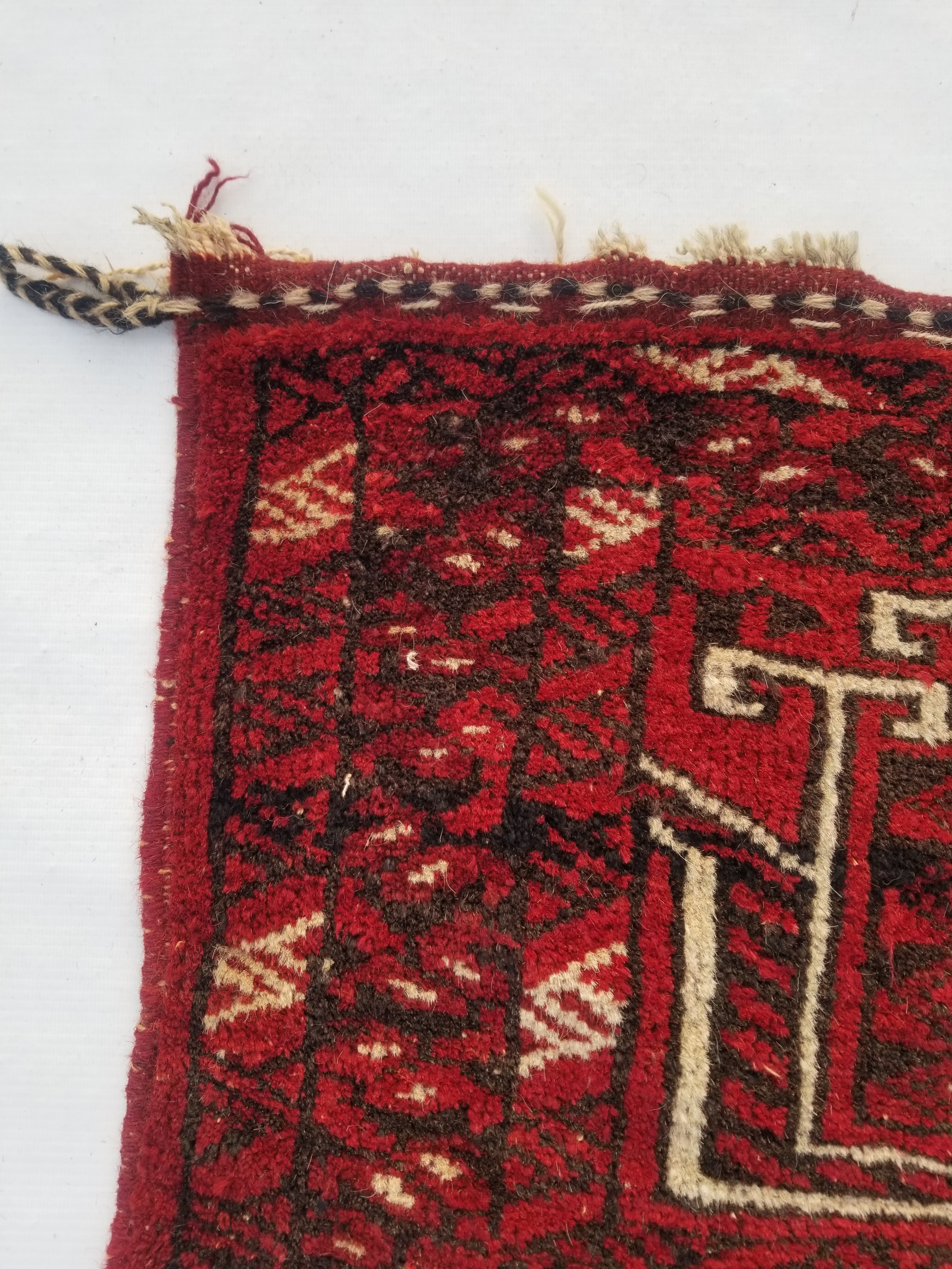 Antique Traditional Handmade Turkoman Wool Multicolor Torba 129x39cm