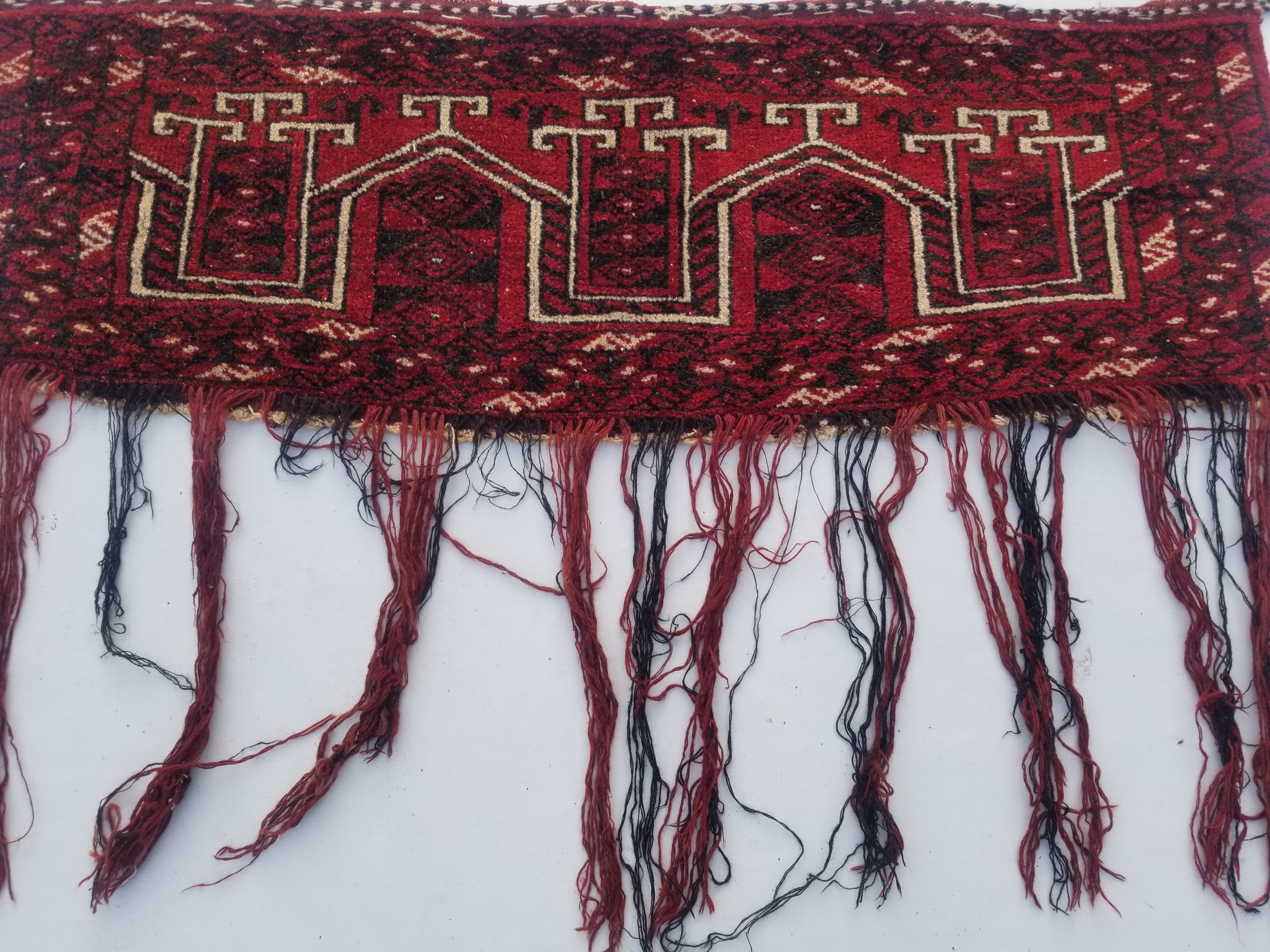 Antique Traditional Handmade Turkoman Wool Multicolor Torba 129x39cm
