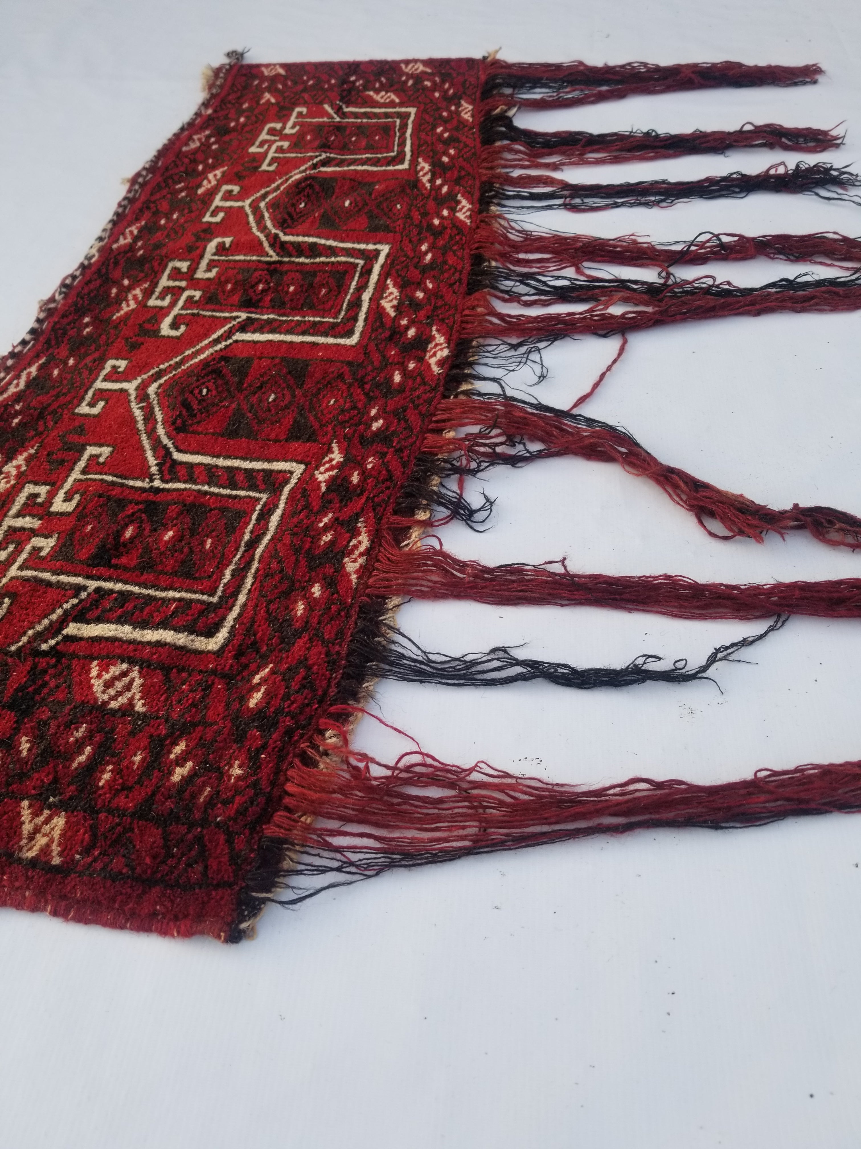 Antique Traditional Handmade Turkoman Wool Multicolor Torba 129x39cm