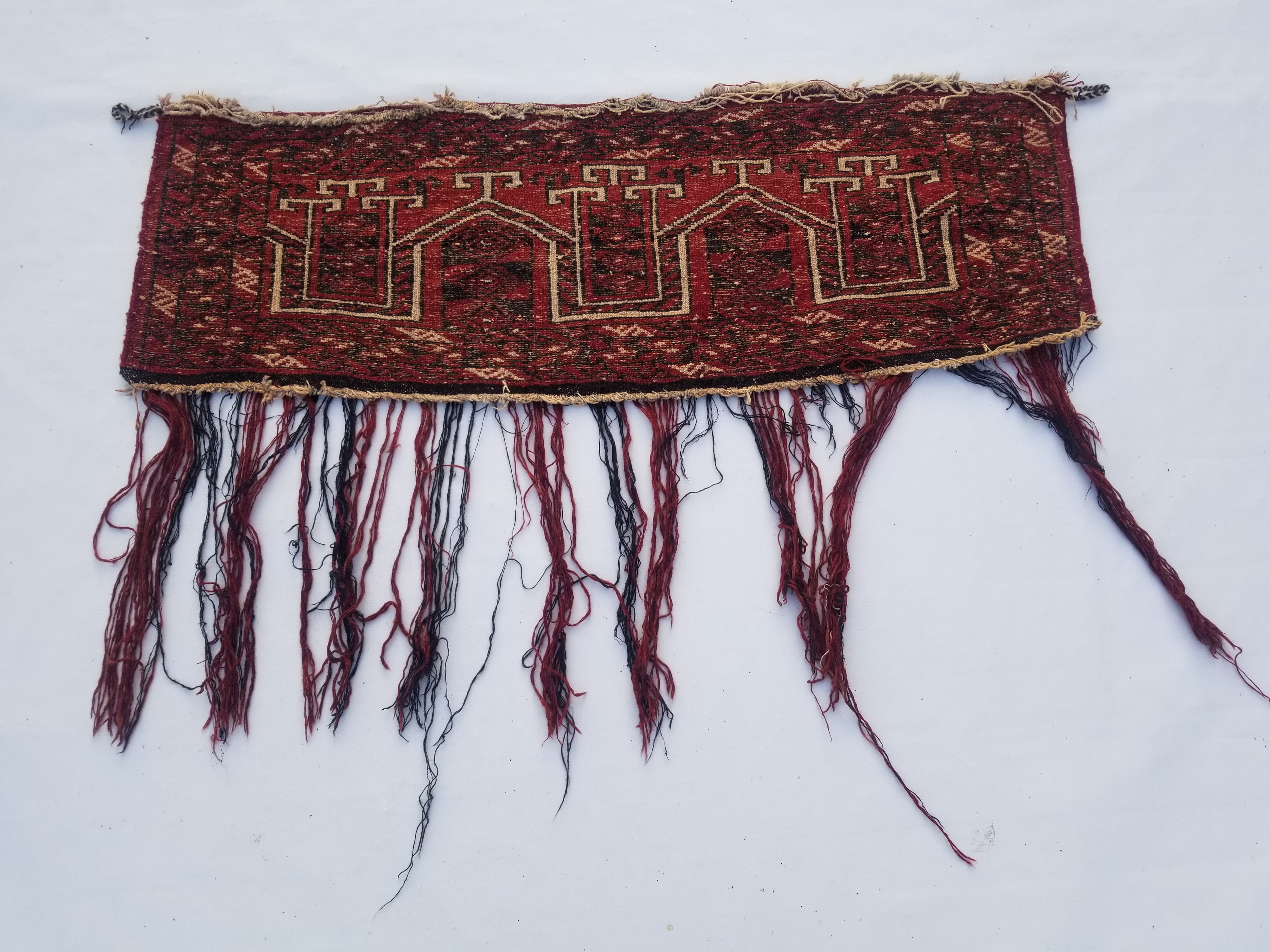 Antique Traditional Handmade Turkoman Wool Multicolor Torba 129x39cm