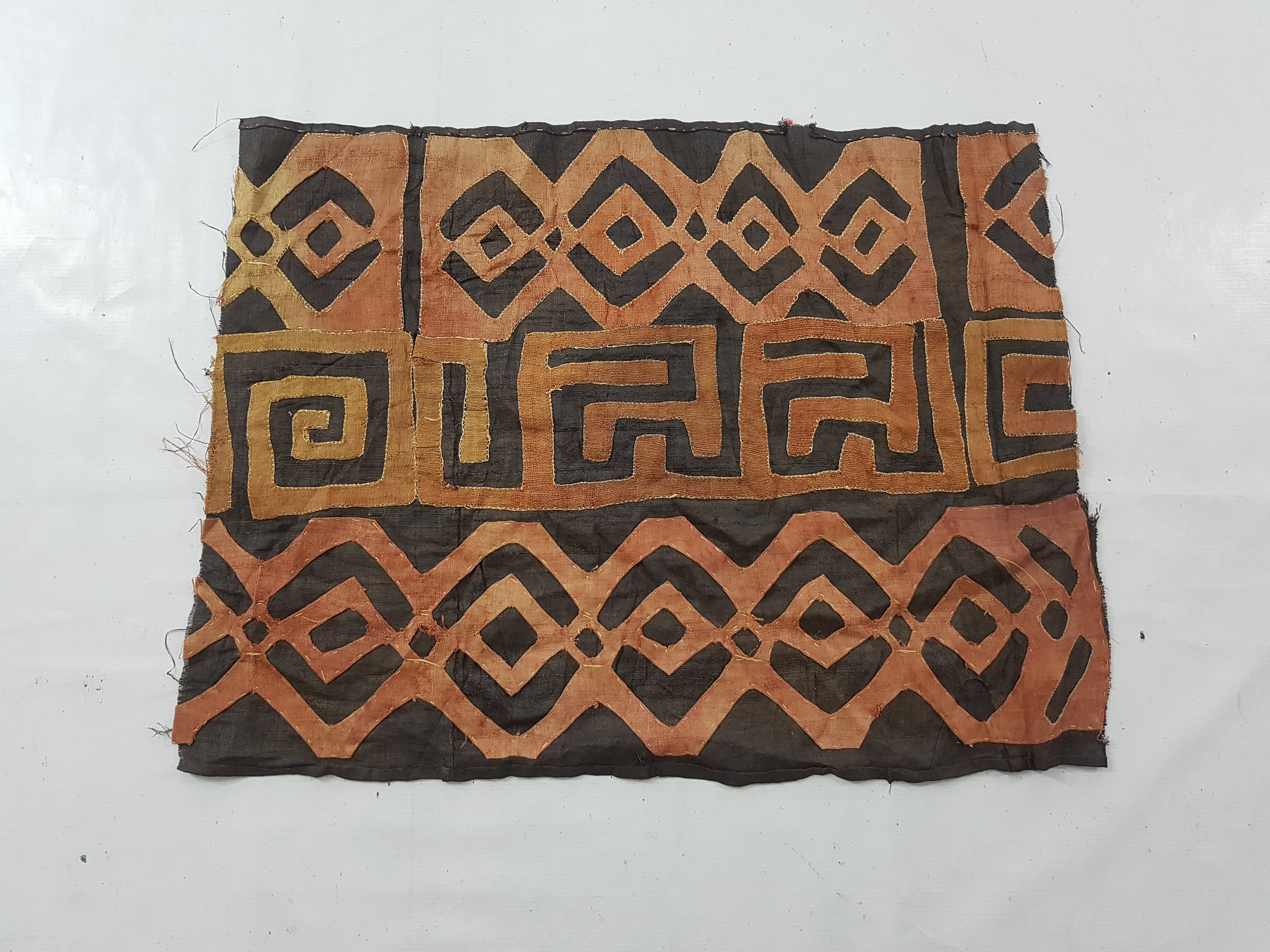 Vintage African Kuba Cloth Raffia Textile Panel 81x58cm