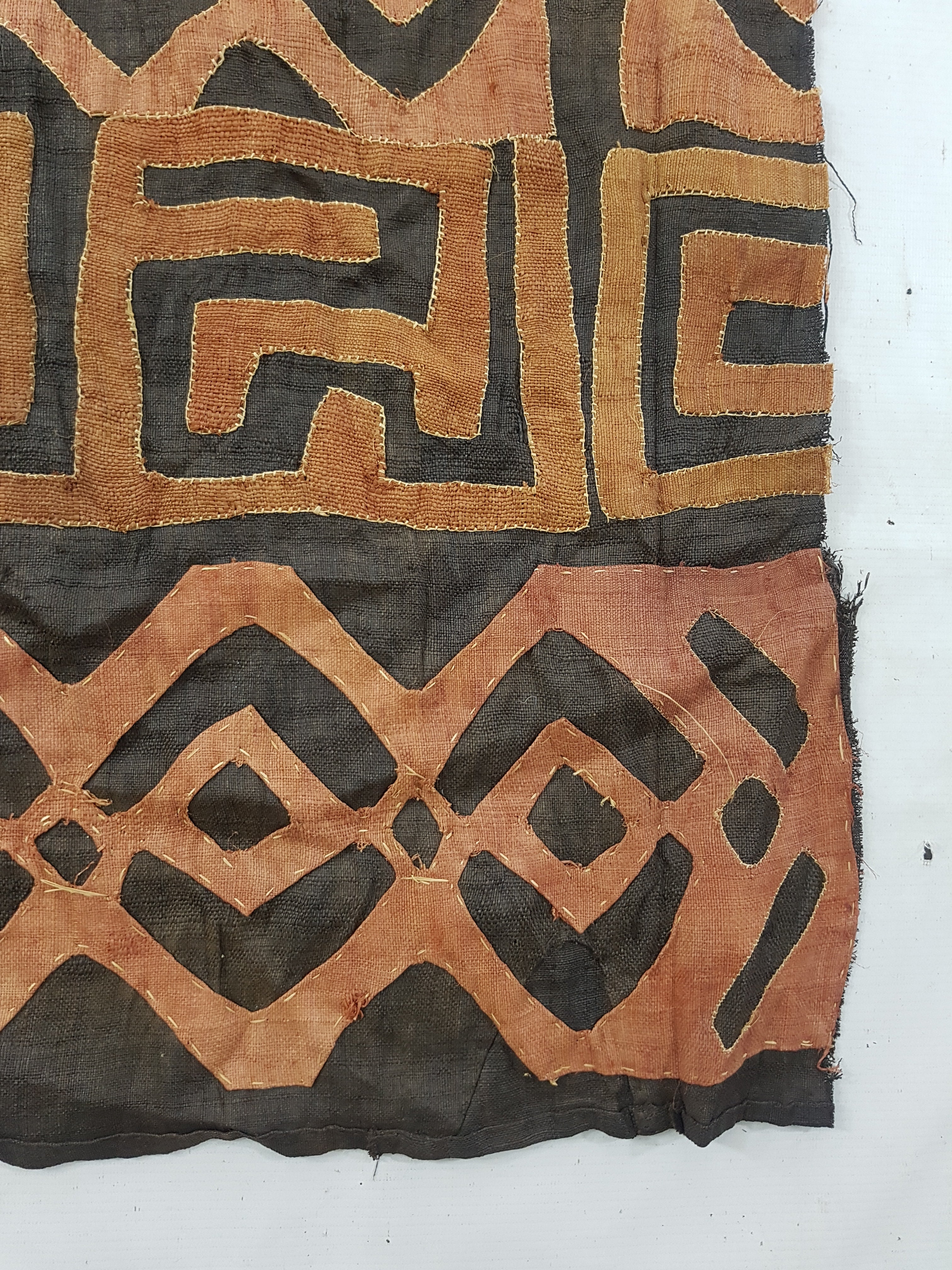 Vintage African Kuba Cloth Raffia Textile Panel 81x58cm