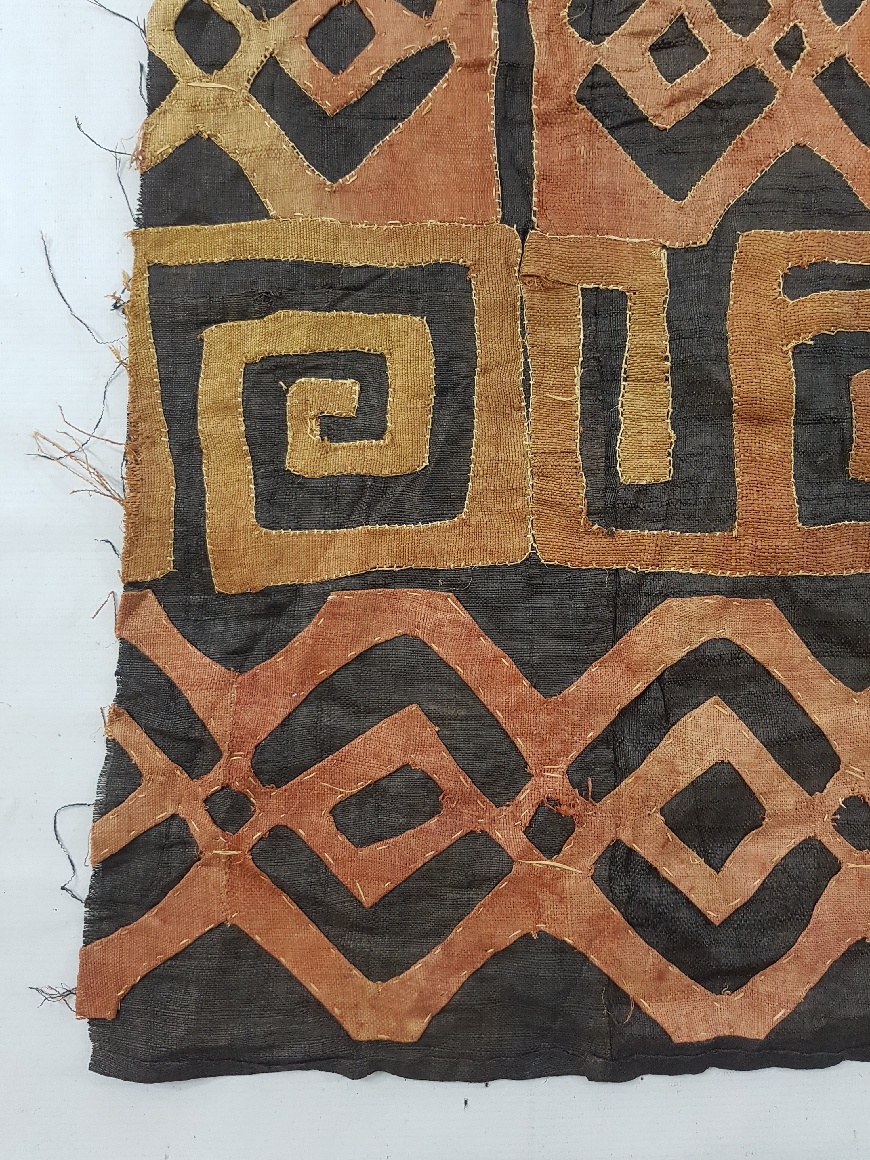 Vintage African Kuba Cloth Raffia Textile Panel 81x58cm