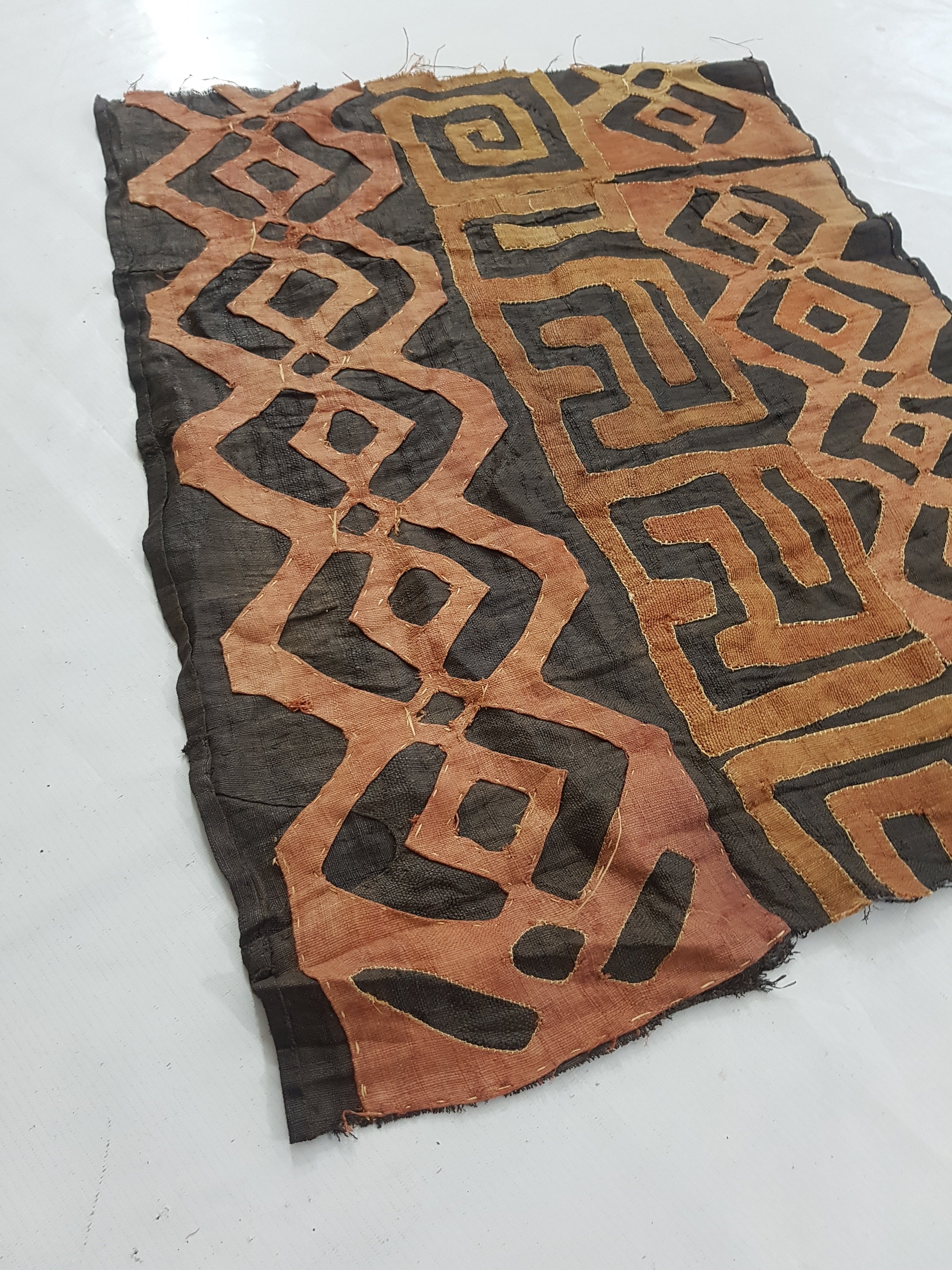 Vintage African Kuba Cloth Raffia Textile Panel 81x58cm