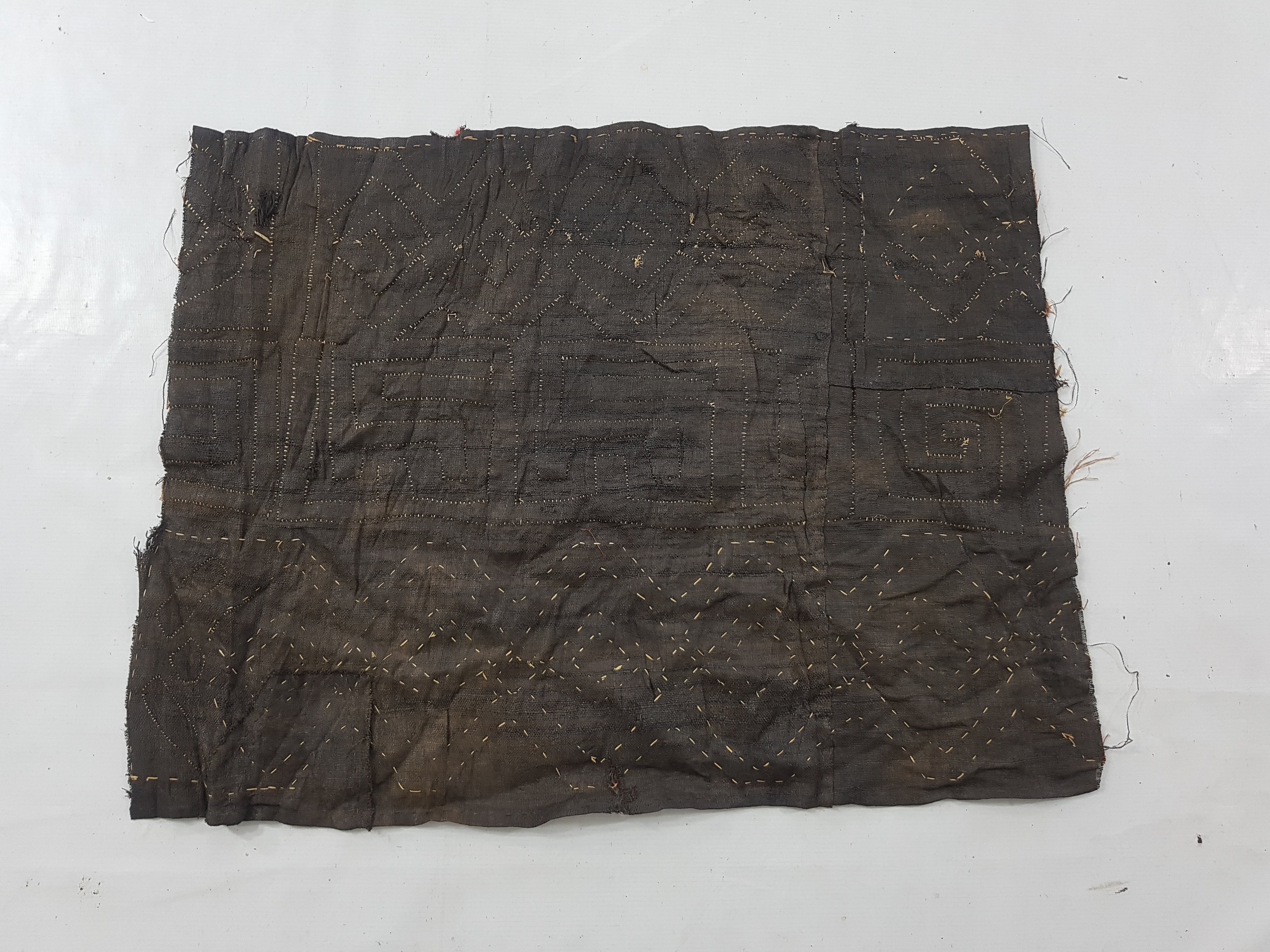 Vintage African Kuba Cloth Raffia Textile Panel 81x58cm