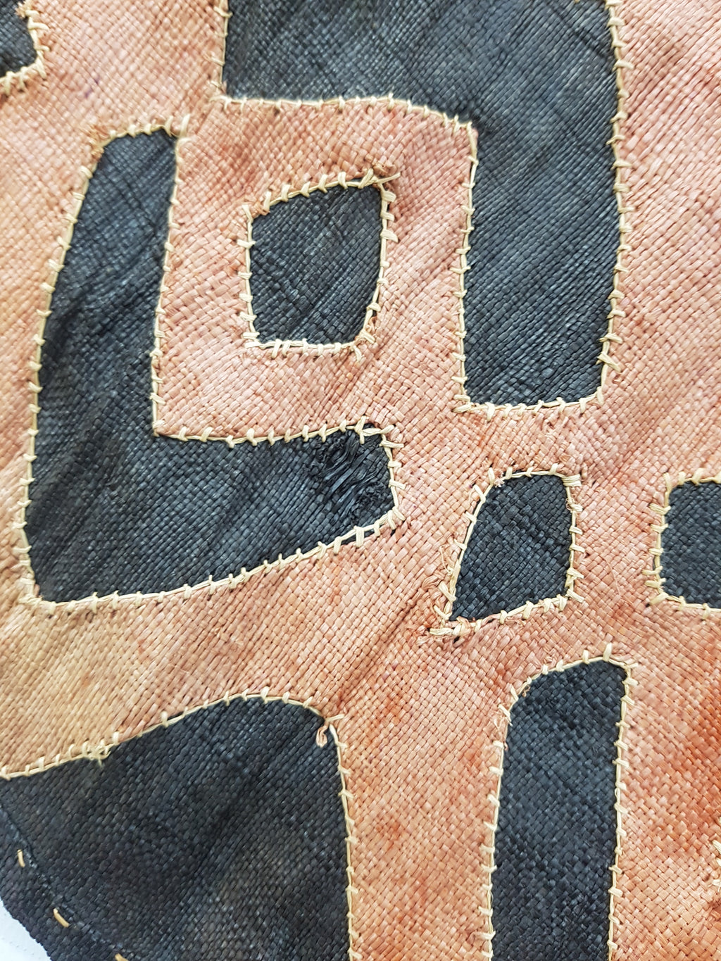 Vintage African Kuba Cloth Raffia Textile Panel 81x58cm