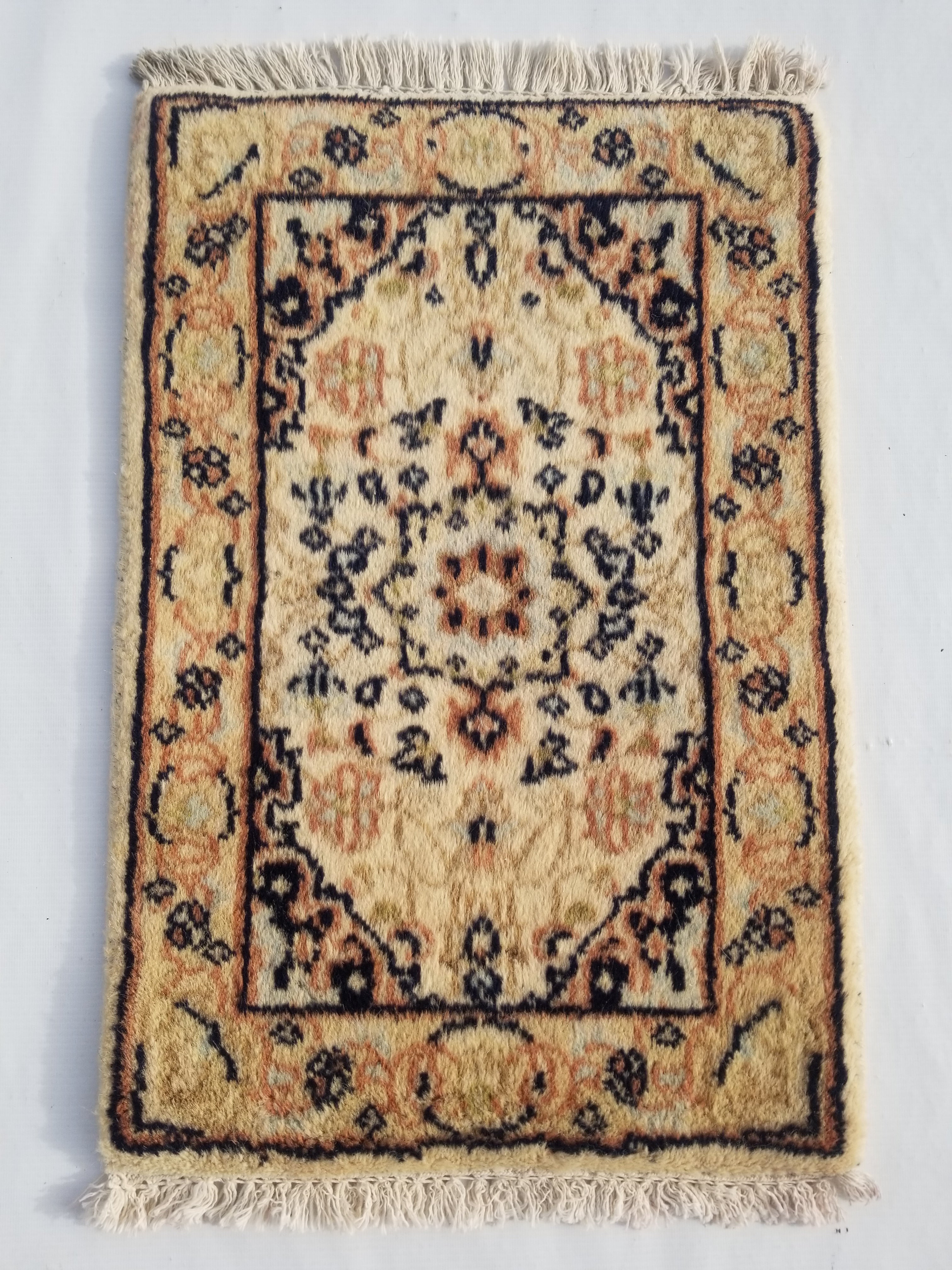 Vintage Traditional Handmade Oriental Wool Multicolor Rug 60x40cm