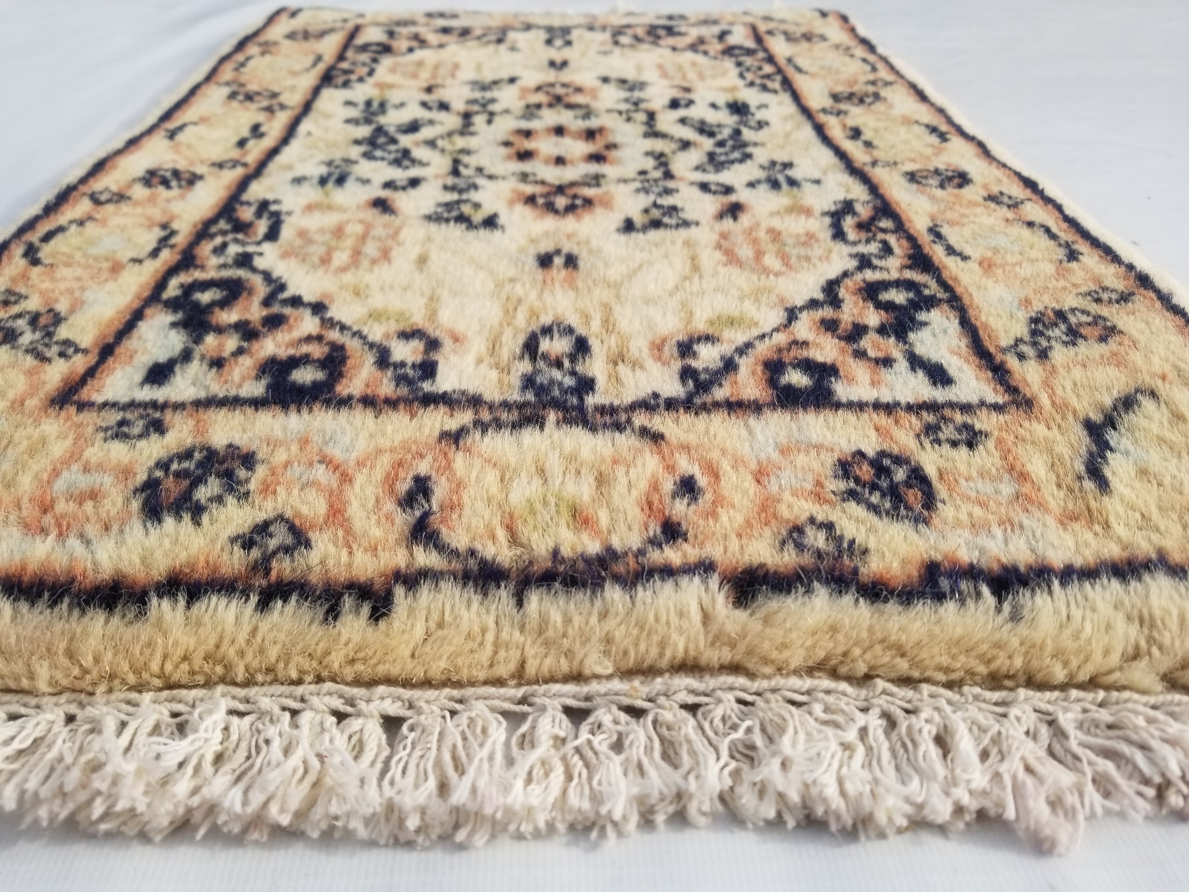 Vintage Traditional Handmade Oriental Wool Multicolor Rug 60x40cm