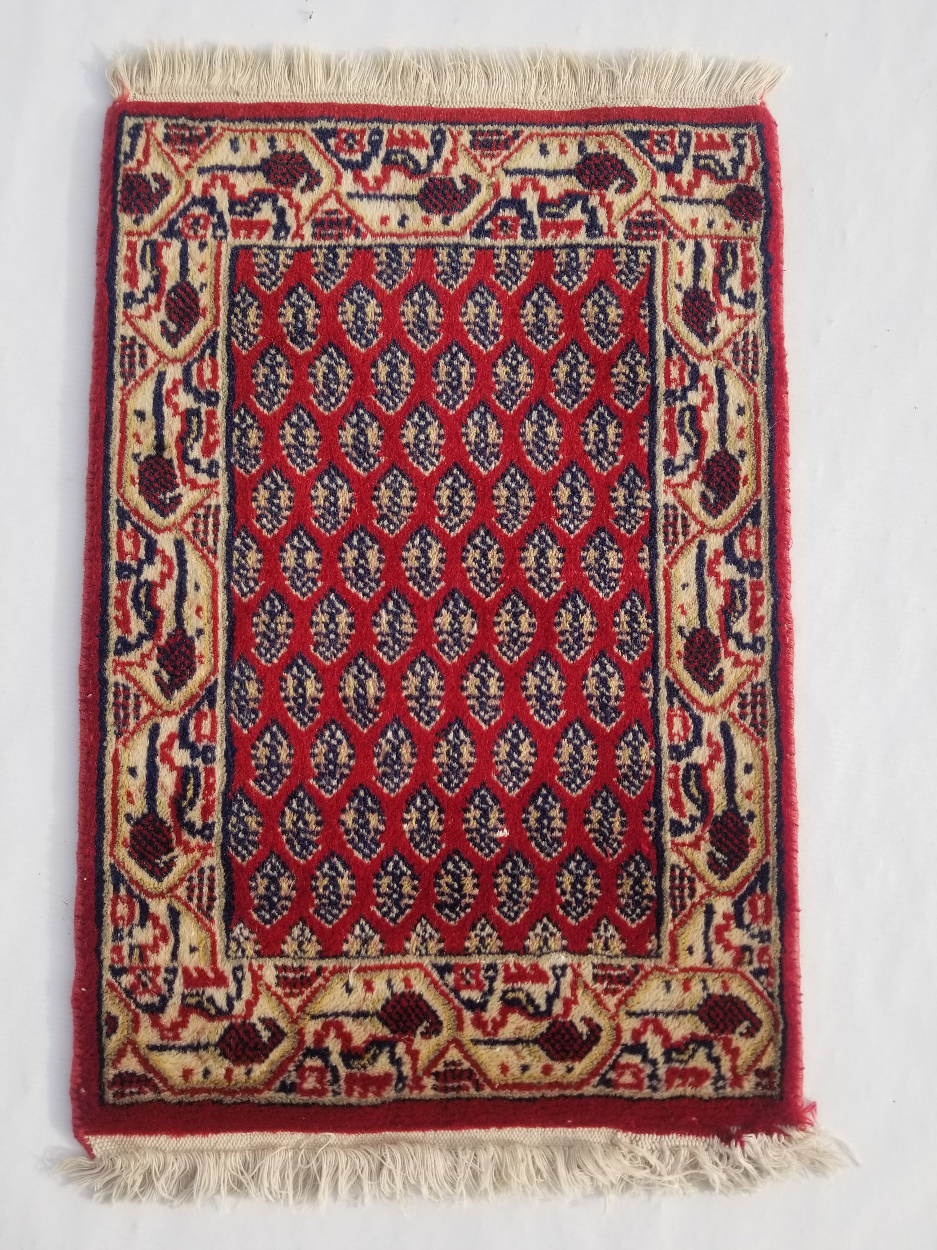 Vintage Traditional Handmade Saraband Wool Multicolor Rug 60x42cm