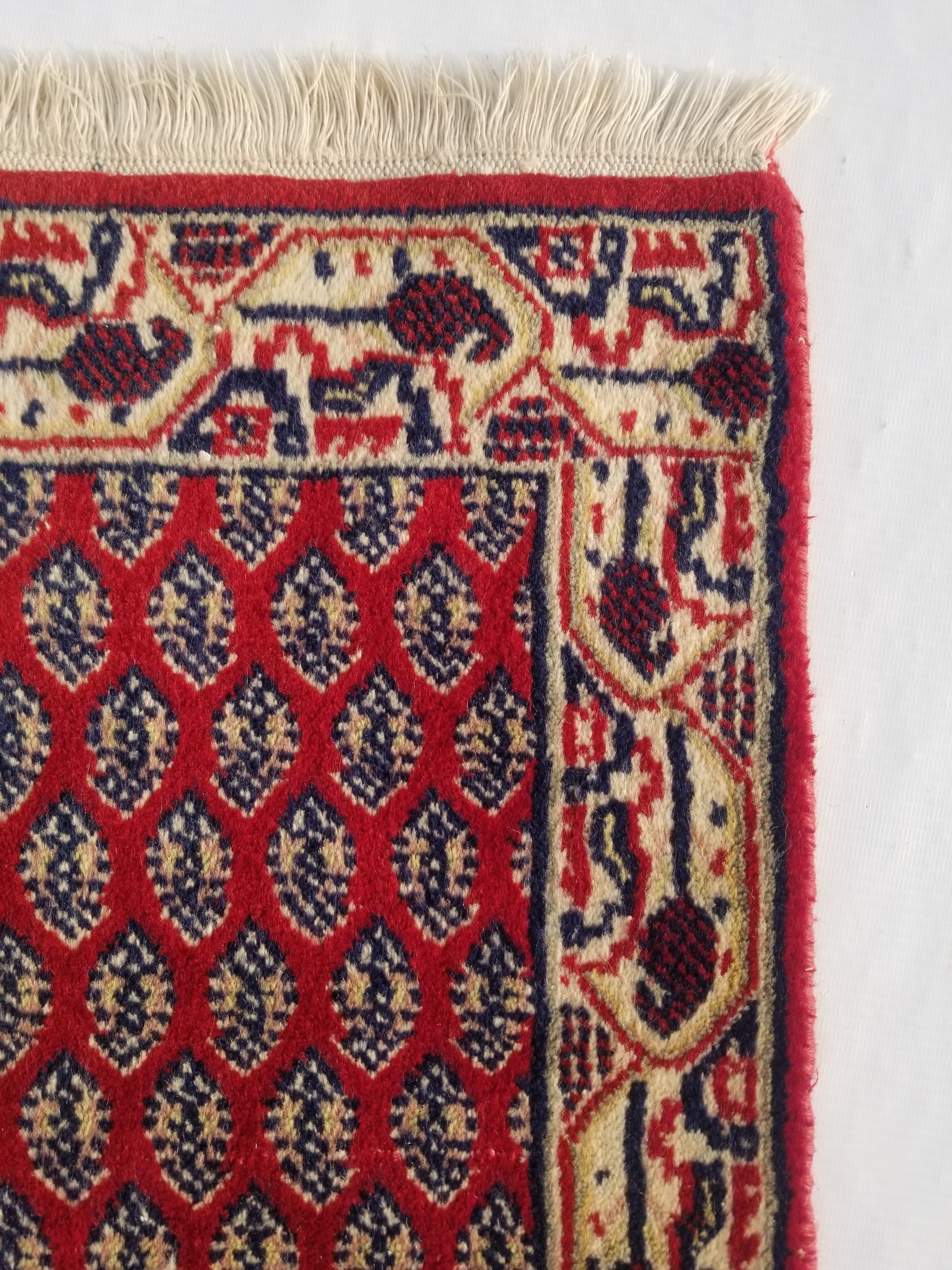 Vintage Traditional Handmade Saraband Wool Multicolor Rug 60x42cm